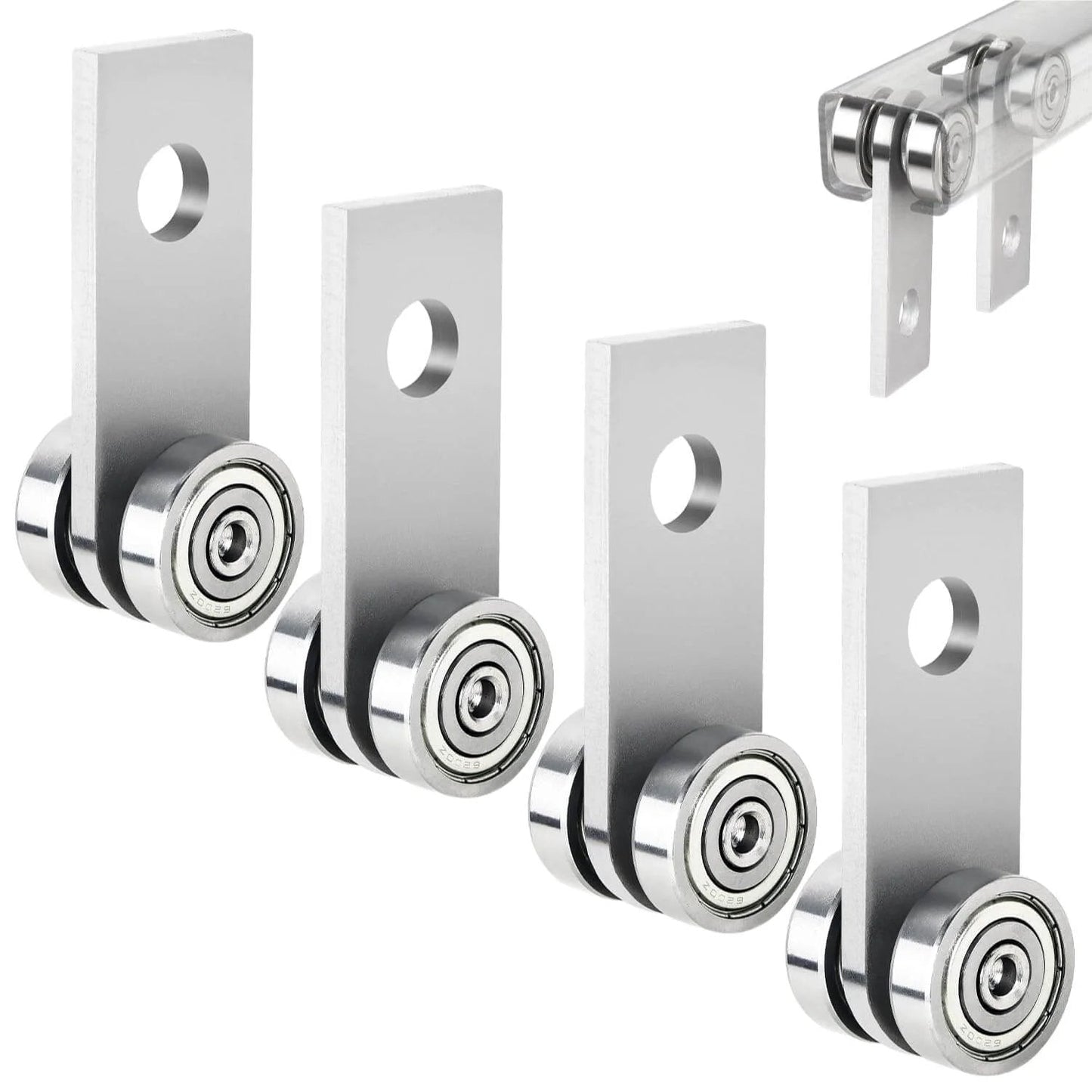2 Wheels Trolley Assembly Rollers with Dual Bearings Steel Strut Channel Hardware Pack of 4