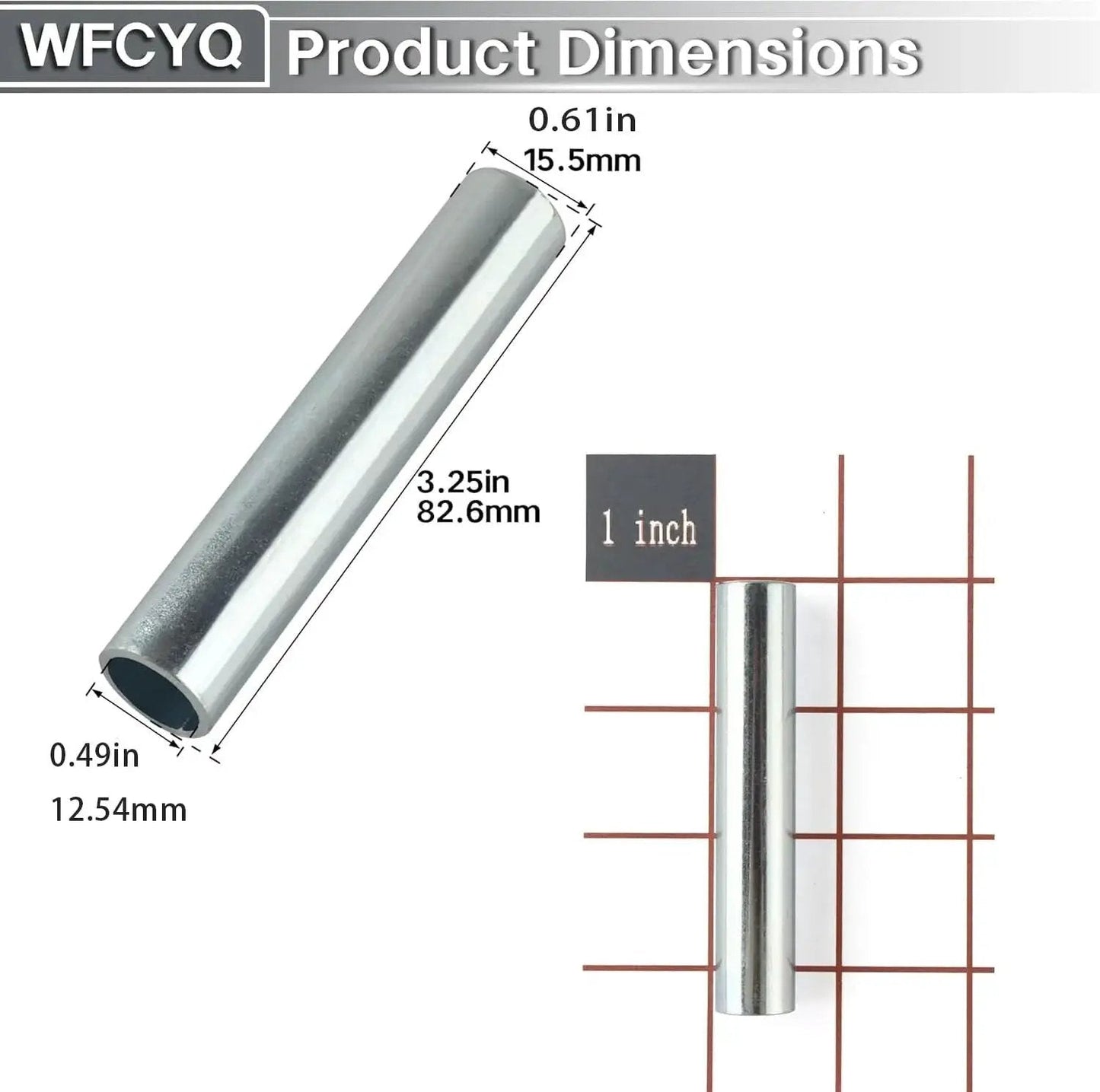 Steel Wheel Bushings 332 Replacement Part With One Half Inch Inner Diameter and Five Eighths Inch Outer Diameter, dimension diagram