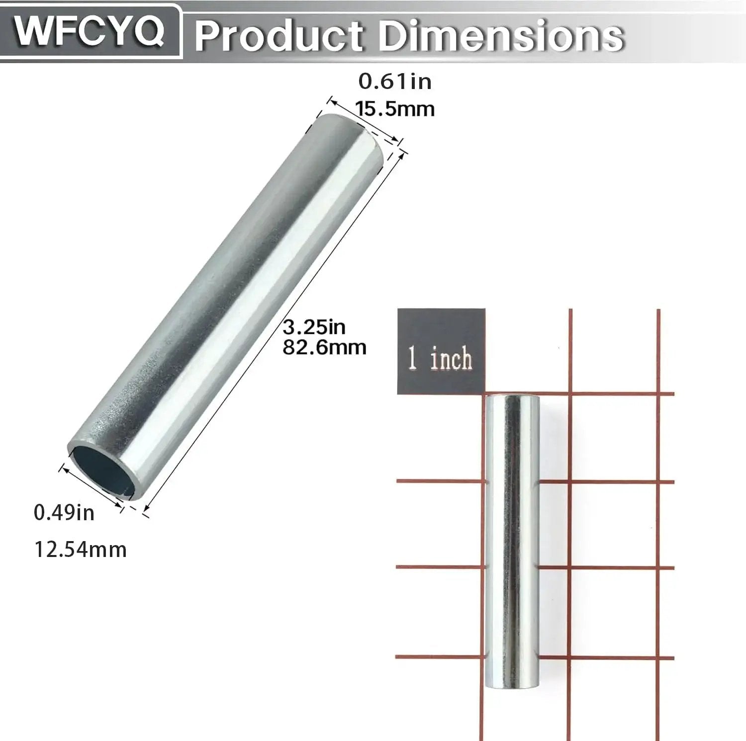 Steel Wheel Bushings 332 Replacement Part With One Half Inch Inner Diameter and Five Eighths Inch Outer Diameter, dimension diagram