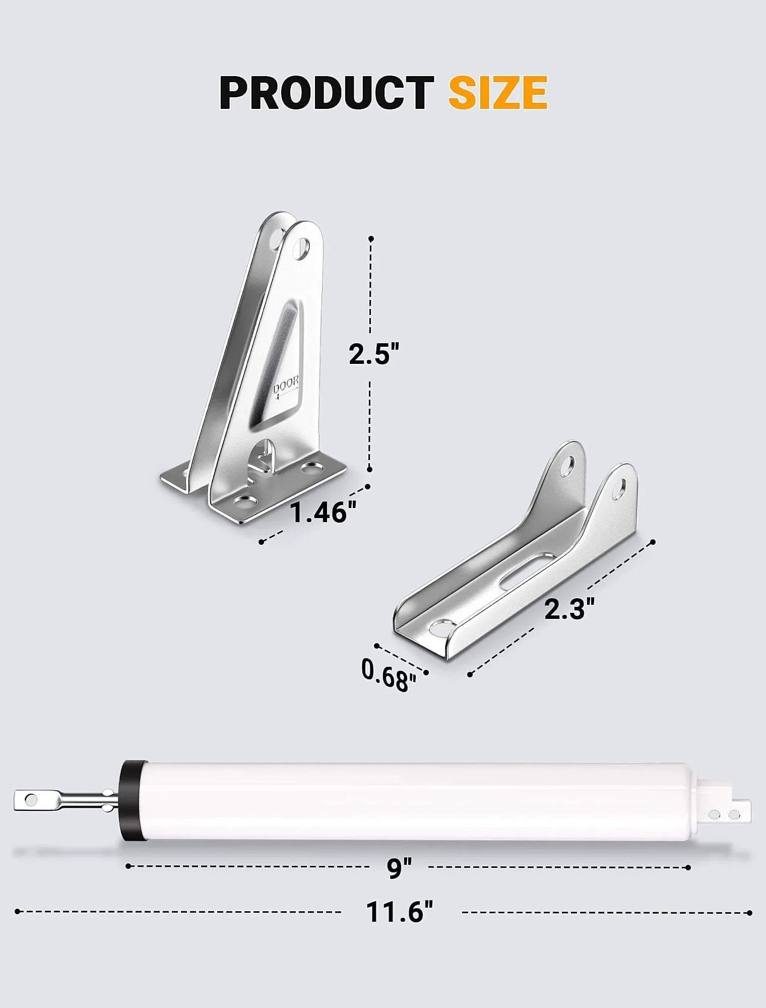 Storm Door Closer, Pneumatic Screen Door Closer, Adjustable Closing Speed, Safety Closure with Hold Open Feature, Universal Kit (White) dimensions