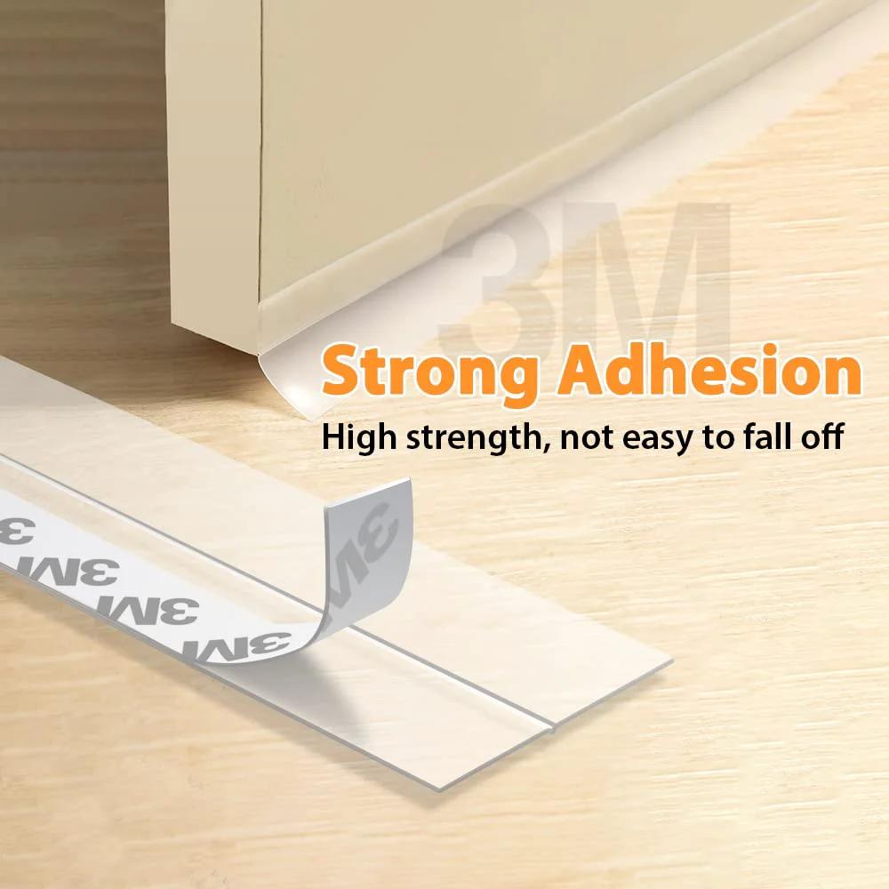 Close-up of Must Have 33.5 Ft Weather Stripping Door Seal Kit For Draft Blocking Self Adhesive Silicone Tape on a door edge.