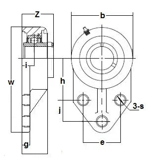 SUCFB202-15m-PBT Flange Bracket 3-Bolt 15mm Mounted Bearing