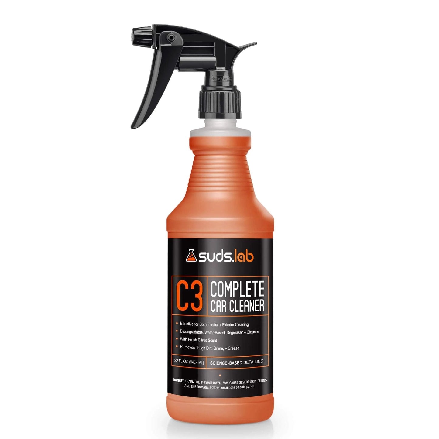 Suds Lab C3 Complete Car Cleaner bottle, 32 oz, multipurpose spray for interior and exterior automotive detailing.