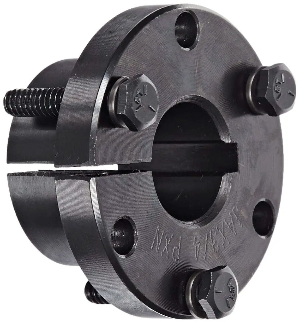 Sure-Grip Bushing For Drive Shaft Mounts With Split Flange And Taper Clamping, Powdered Metal Steel, side view.