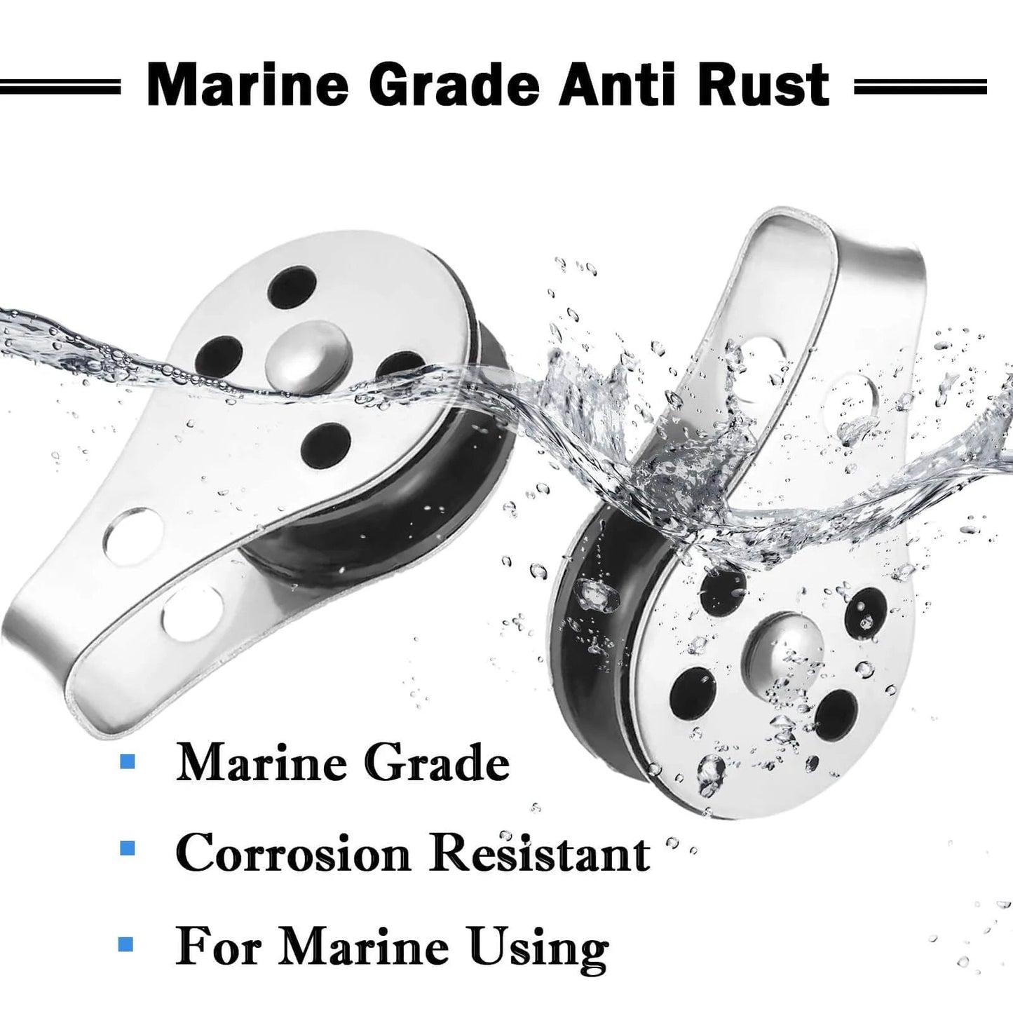 SUS316 Nylon Steel Rope Pulley System Wheel Outdoor Steel Pulley Smooth Cable Rigging Pulley Block Outdoor Suitable for 0.08 to 0.32 Inch Ropes 2Pcs showing water resistance and marine grade quality