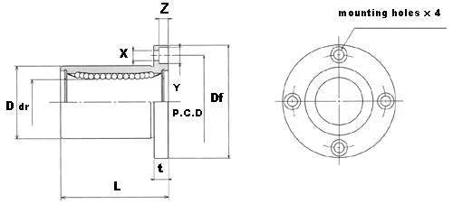 SWF20 NB 1 1/4" Ball Bushings Round Flange Linear Motion