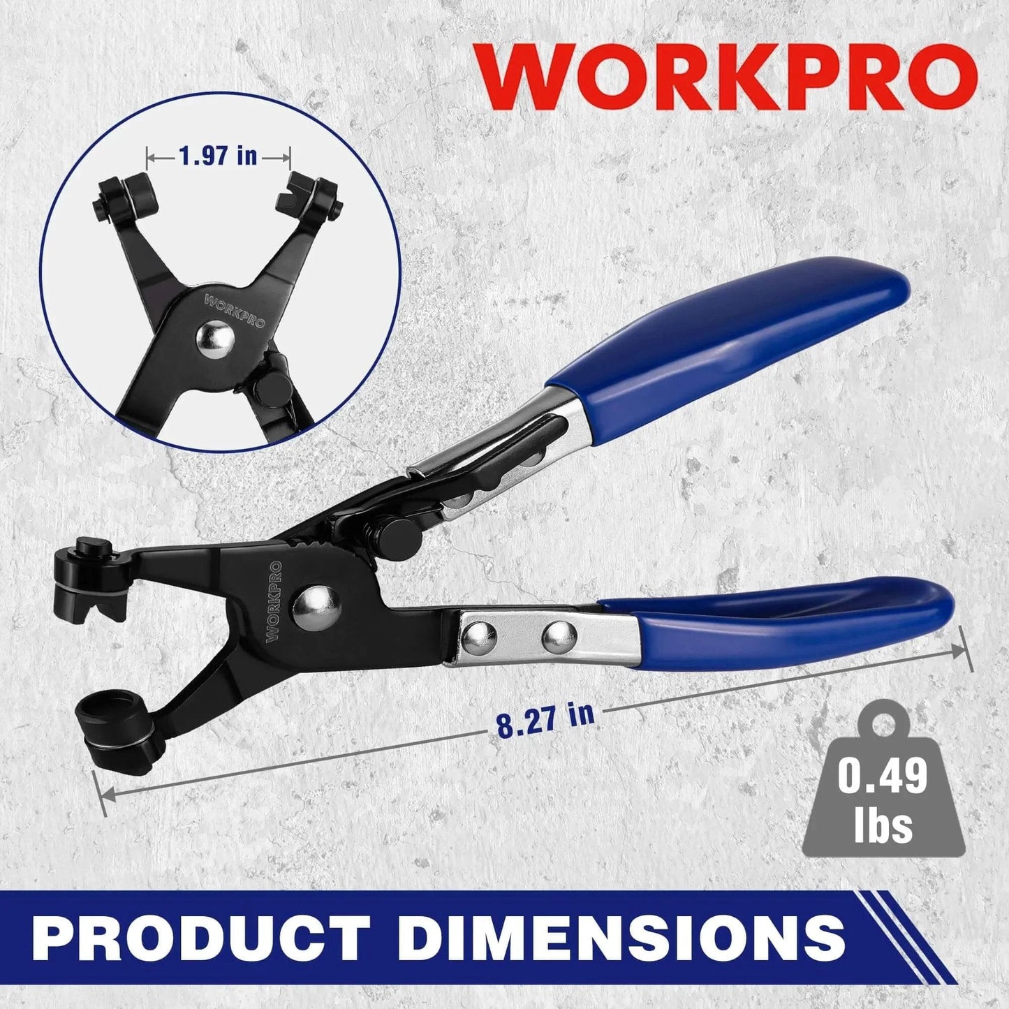 Hose Clamp Pliers With Swivel Flat Band For Easy Removal And Installation Of Spring Hose Clamps Showing Dimensions