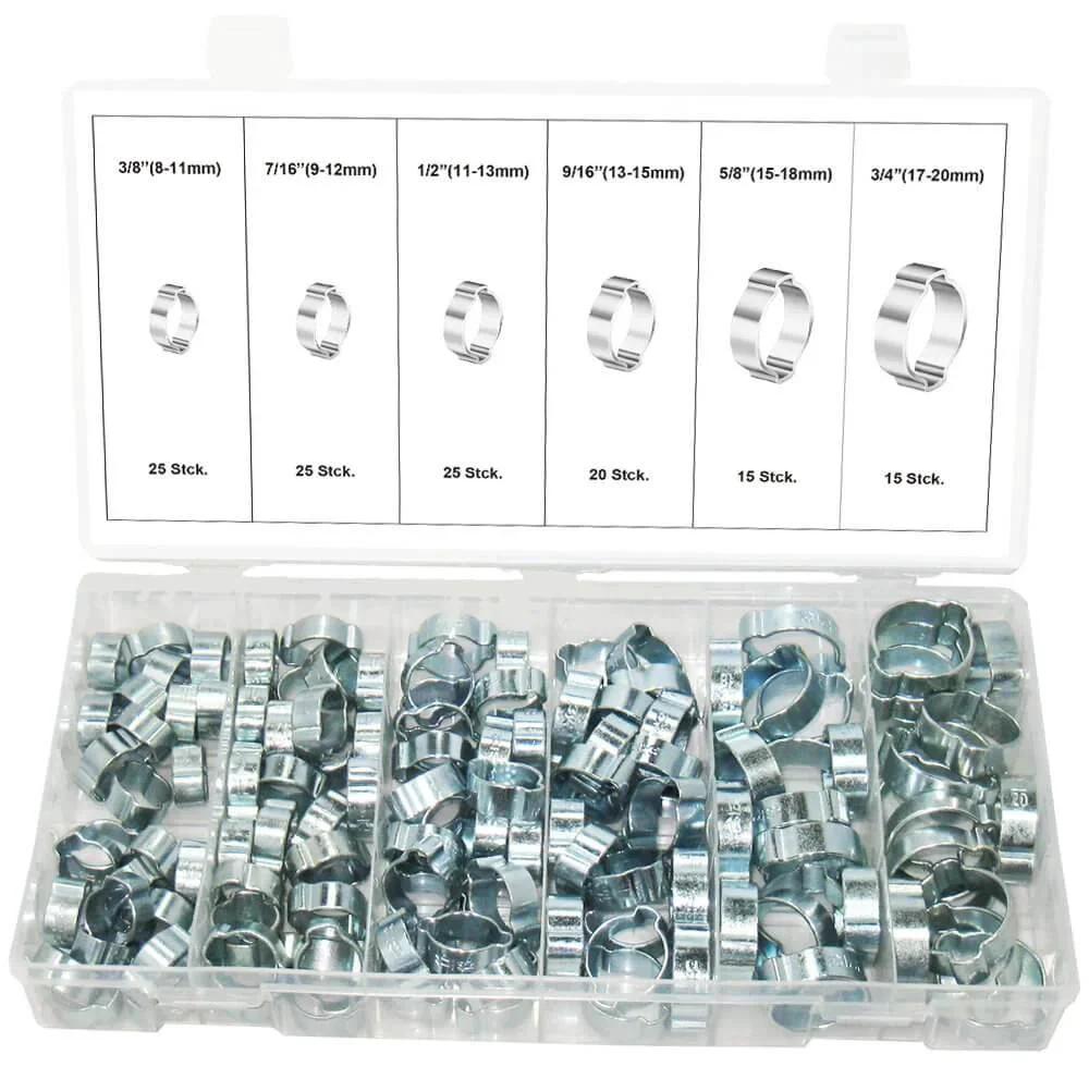Swordfish Two Ear Hose Clamp Assortment 125 Piece Kit By Swordfish Tools Zinc Plated Steel Clamps Resist Rust With Smooth Deburred Edges