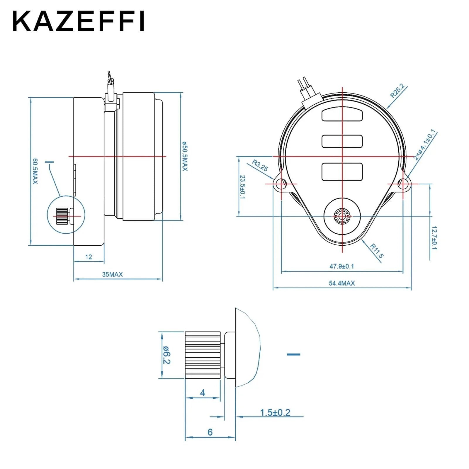 Diagrams of Synchron Motor 24V 4RPM Replacement for Honeywell Motor 802360JA, used in V8043/8044 Honeywell Zone Valve Control.