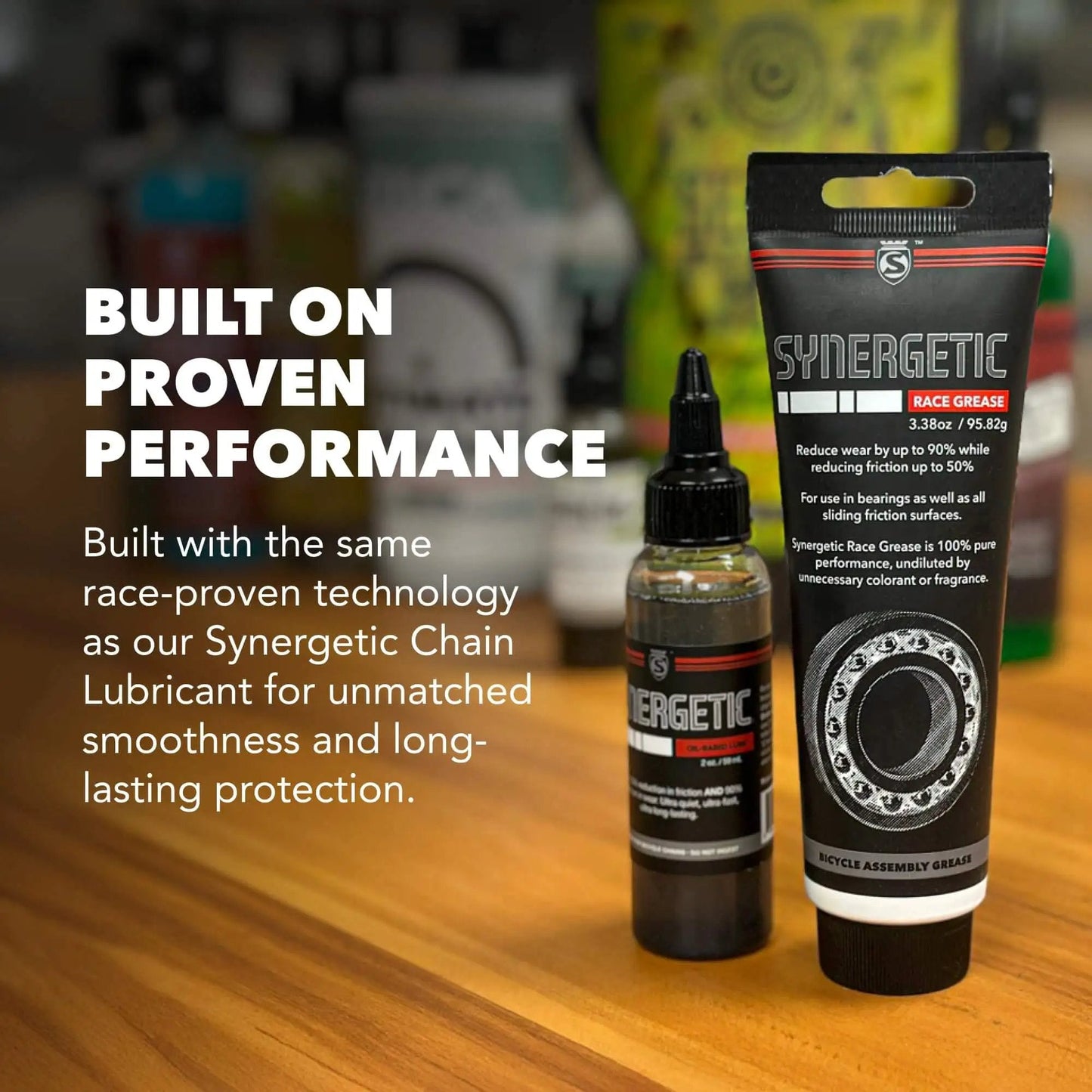 All Purpose Bike Grease For Bearings, Bushings, Threads And Sliding Surfaces That Cuts Friction Up To Fifty Percent And Slashes Wear Up To Ninety Percent, Delivering Oil Like Low Friction With Thick Wear Resistant Protection By SILCA Synergetic tubes on table