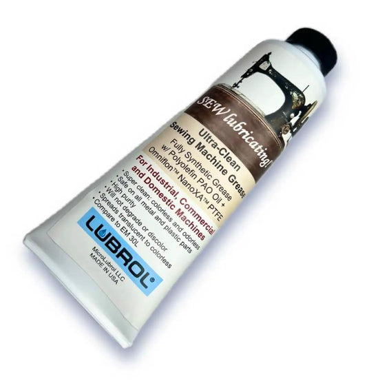 Tube of Ultra Clean Sewing Machine Grease That Delivers Slick Smooth Operation With Fully Synthetic Formula Colorless Odorless And Safe On Metal And Plastic High Purity Lubrol SEW 4 Oz 114 G Comparable To EM30L.
