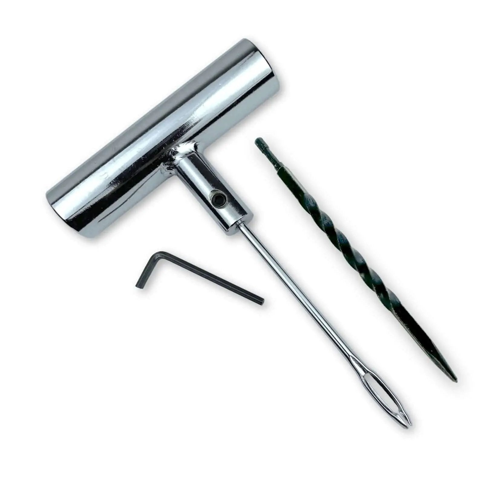 Metal T Handle Split Eye Needle Tire Plug Repair Tool With Hardened Steel Spiral Reamer And Allen Wrench For Quick Flat Tire Fix By TYK Industries Pro Grade