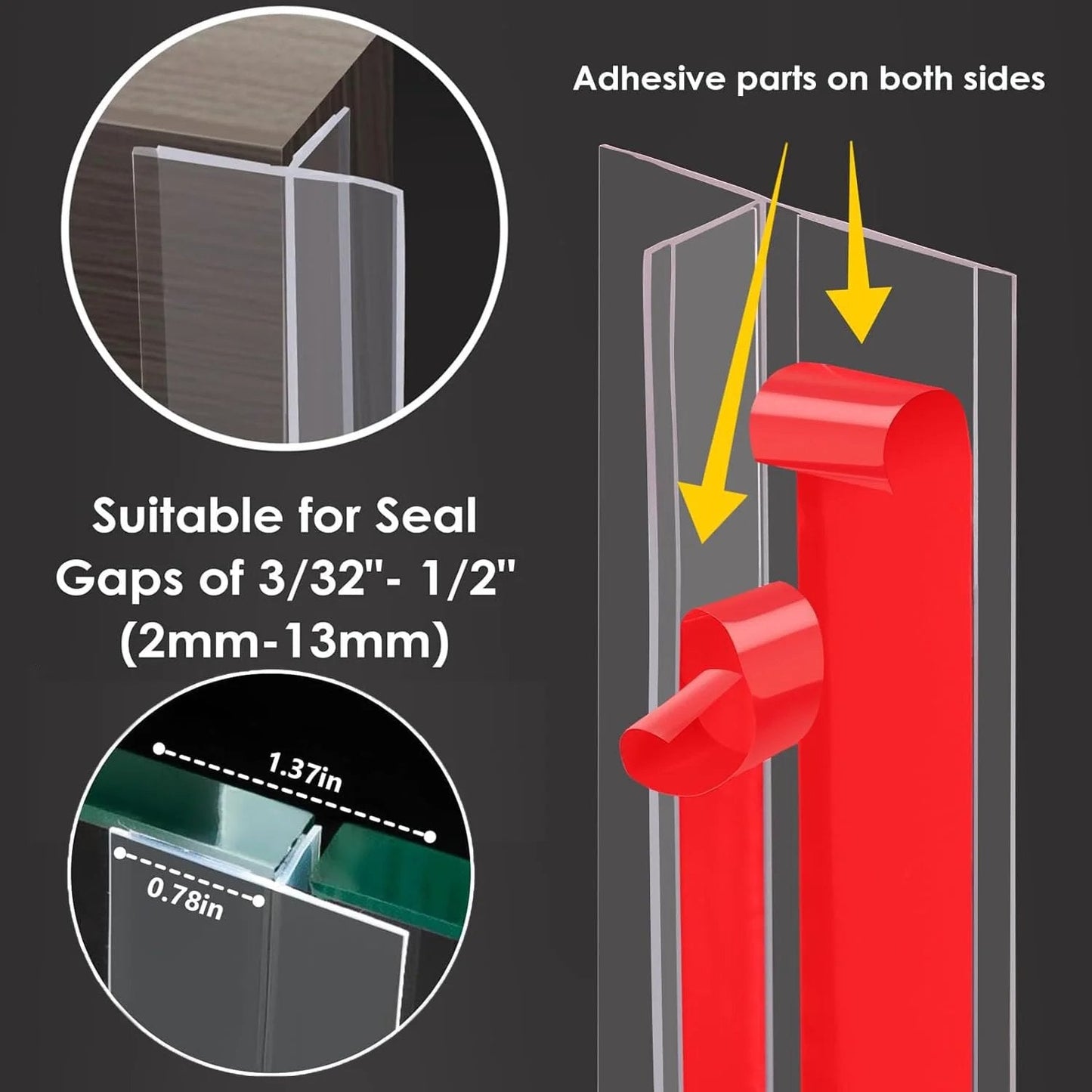 Upgrade T Shaped Door Draft Stopper Clear Silicone Weather Stripping for Side Of Door Frame installed for sealing gaps.