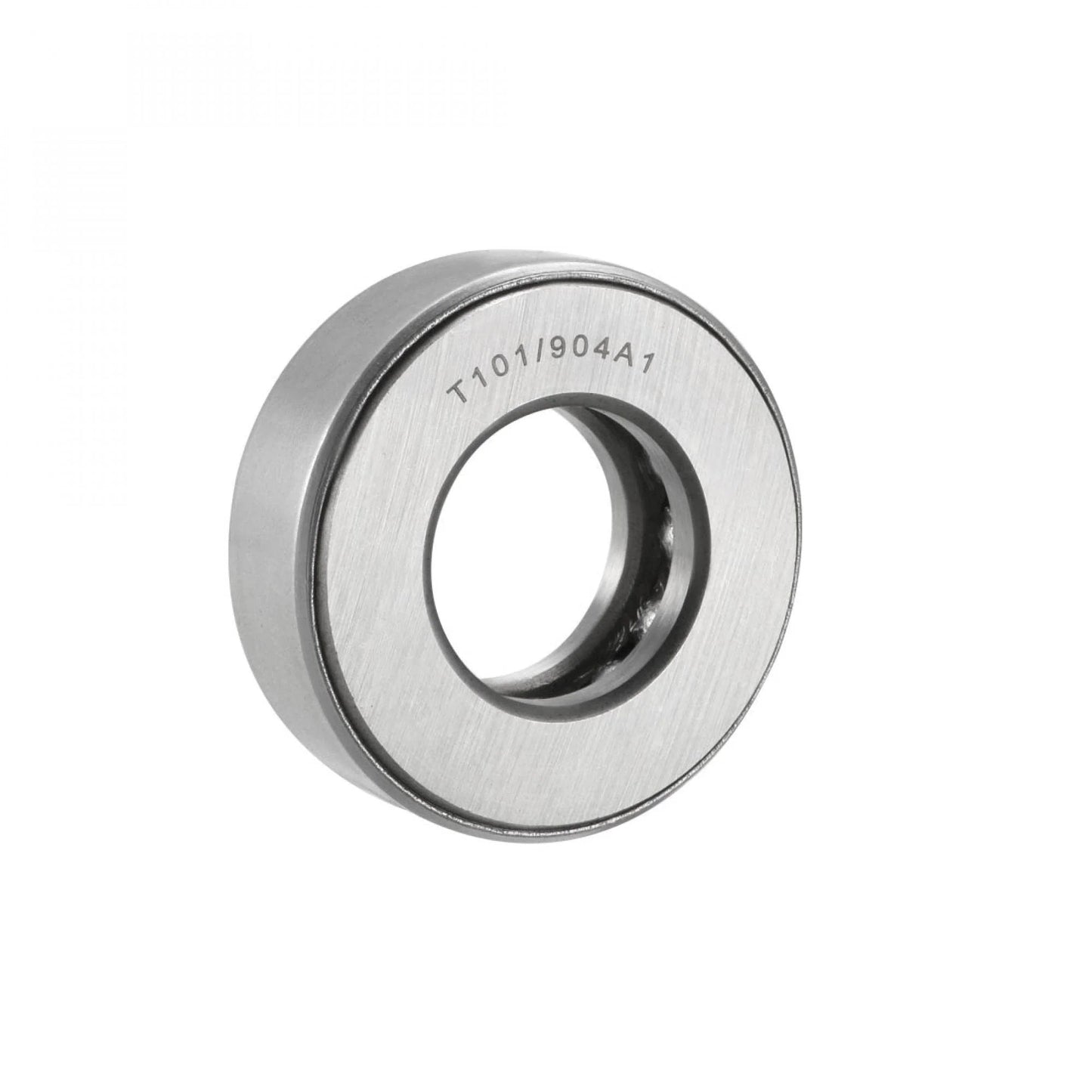 T101/904A1 Thrust Tapered Roller Bearings 1.01" Bore 2" O.D. 0.625" Width, shown at an angle with chrome steel finish