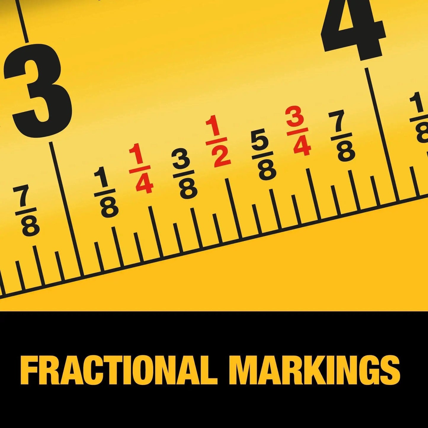 Atomic Compact 30 Ft Tape Measure With Finger Brake for Precision showing fractional markings close-up