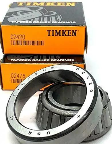 Single Row Tapered Roller Bearing 02475 02420 with 1.25 inch bore, alongside branded packaging.