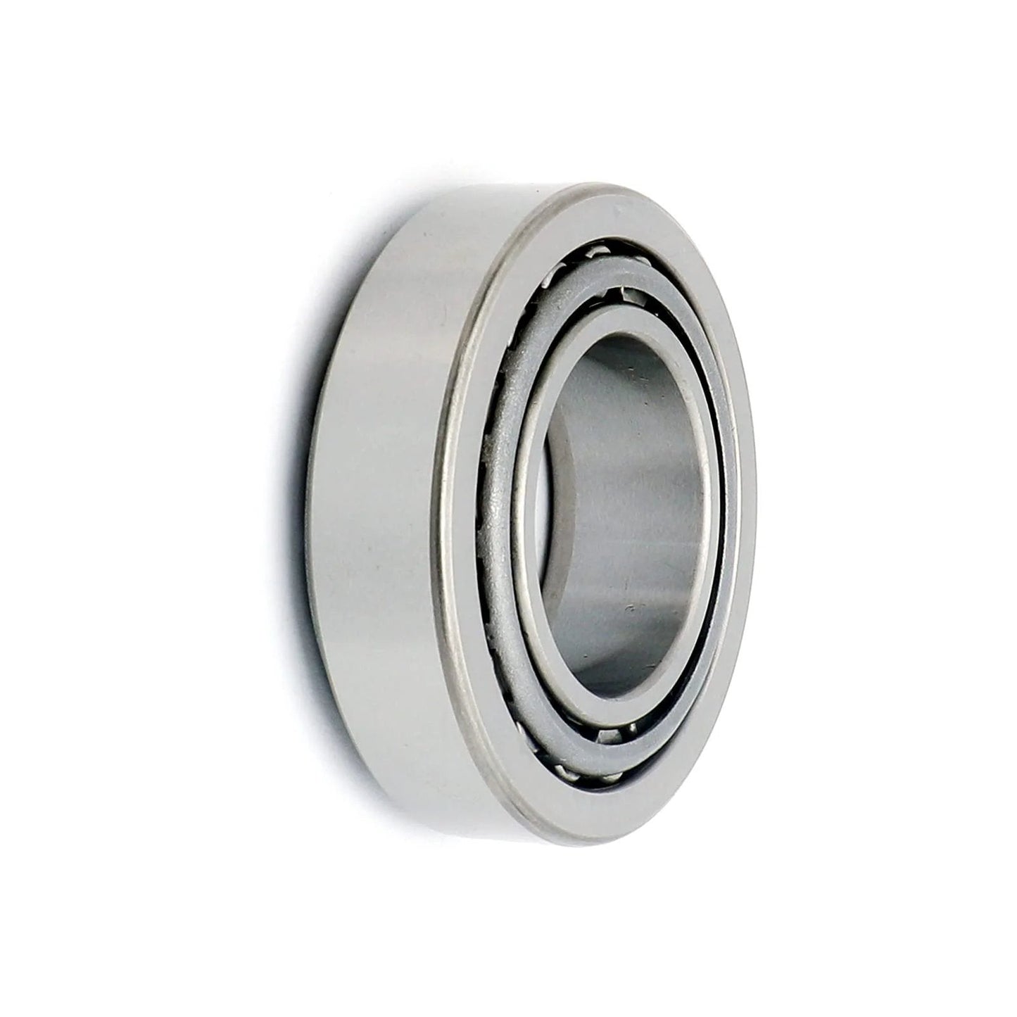 Side view of 25580/25520 Tapered Roller Bearing Cup and Cone Set, Set of 4, showing the metal components and precision engineering details.