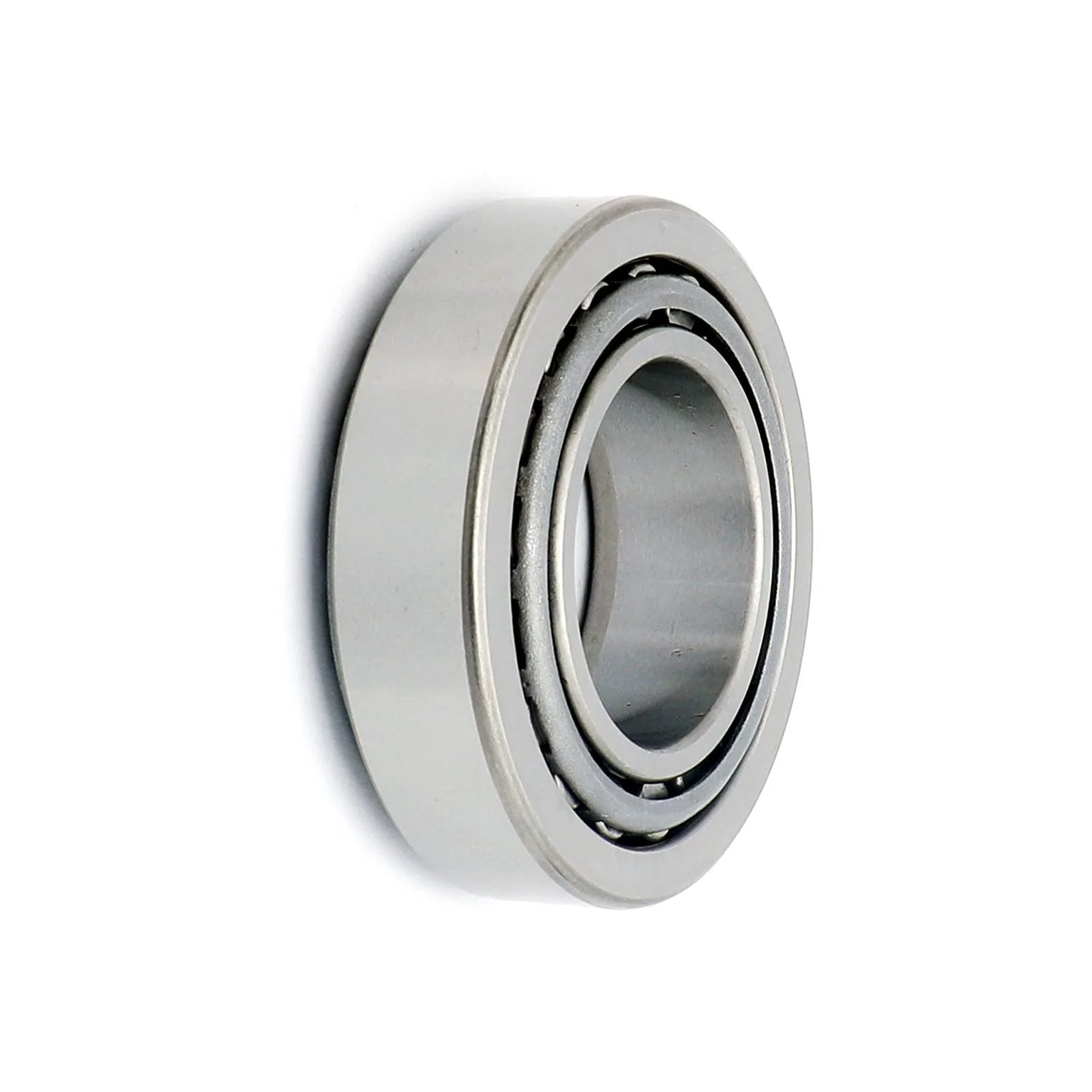 Side view of 25580/25520 Tapered Roller Bearing Cup and Cone Set, Set of 4, showing the metal components and precision engineering details.