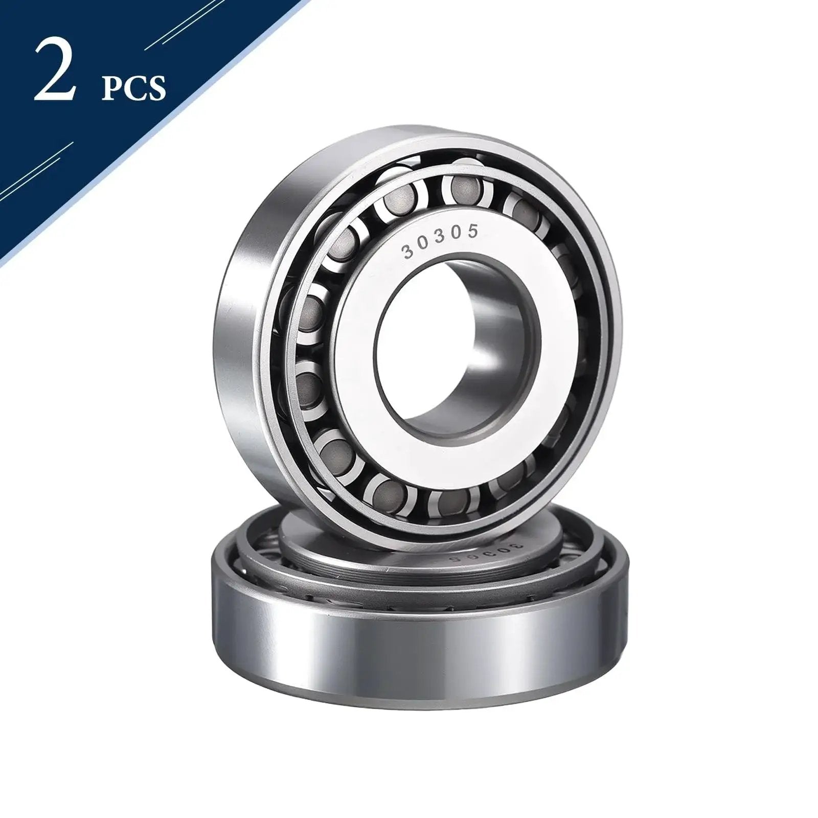 Compact, pre lubricated tapered roller bearing cone cup set, 25mm bore, 62mm OD, chrome steel GCr15, ABEC3, 2 pack.