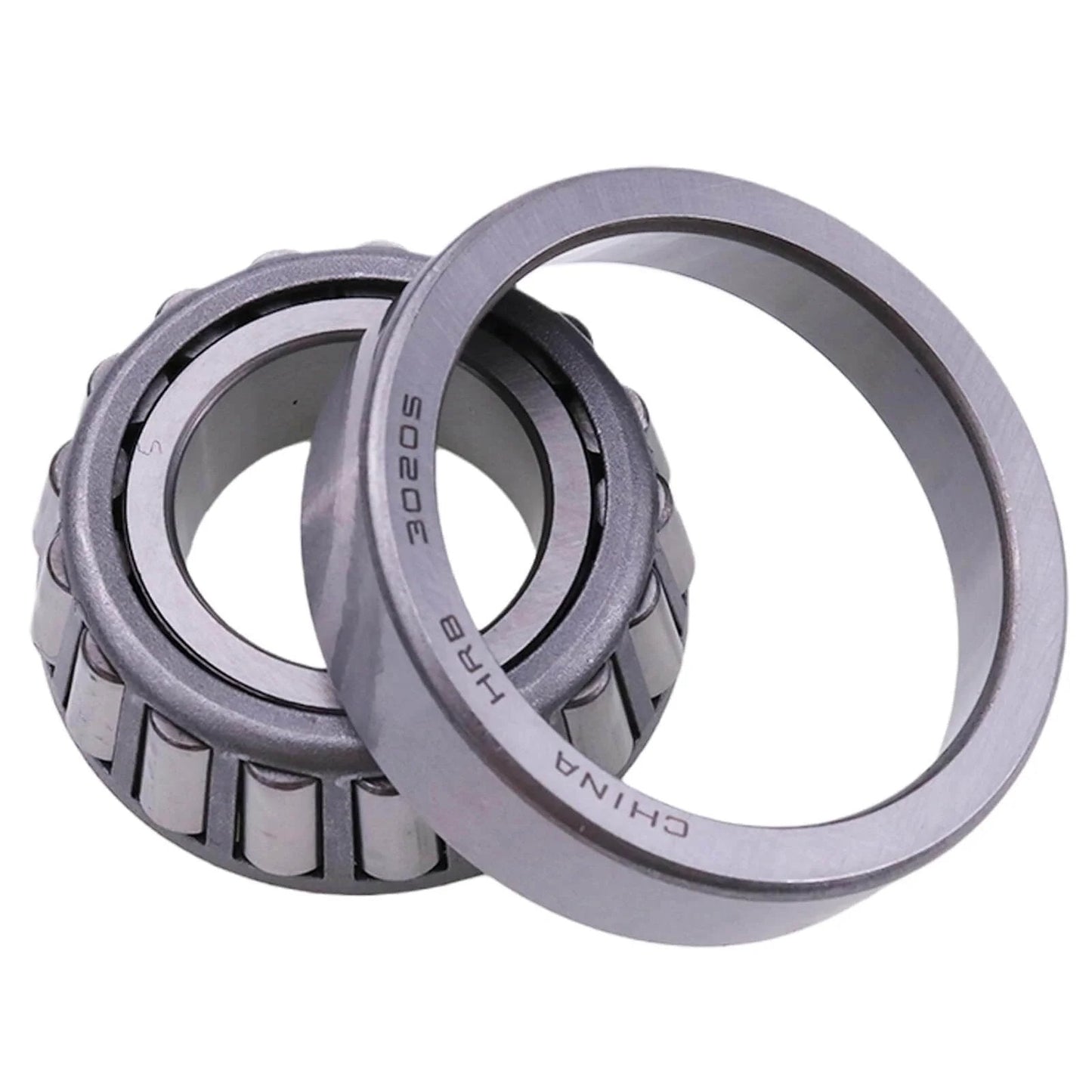 30205 Tapered Roller Bearing,25x52x16.25mm; close-up view showcasing rollers and inner ring, high-grade steel material.
