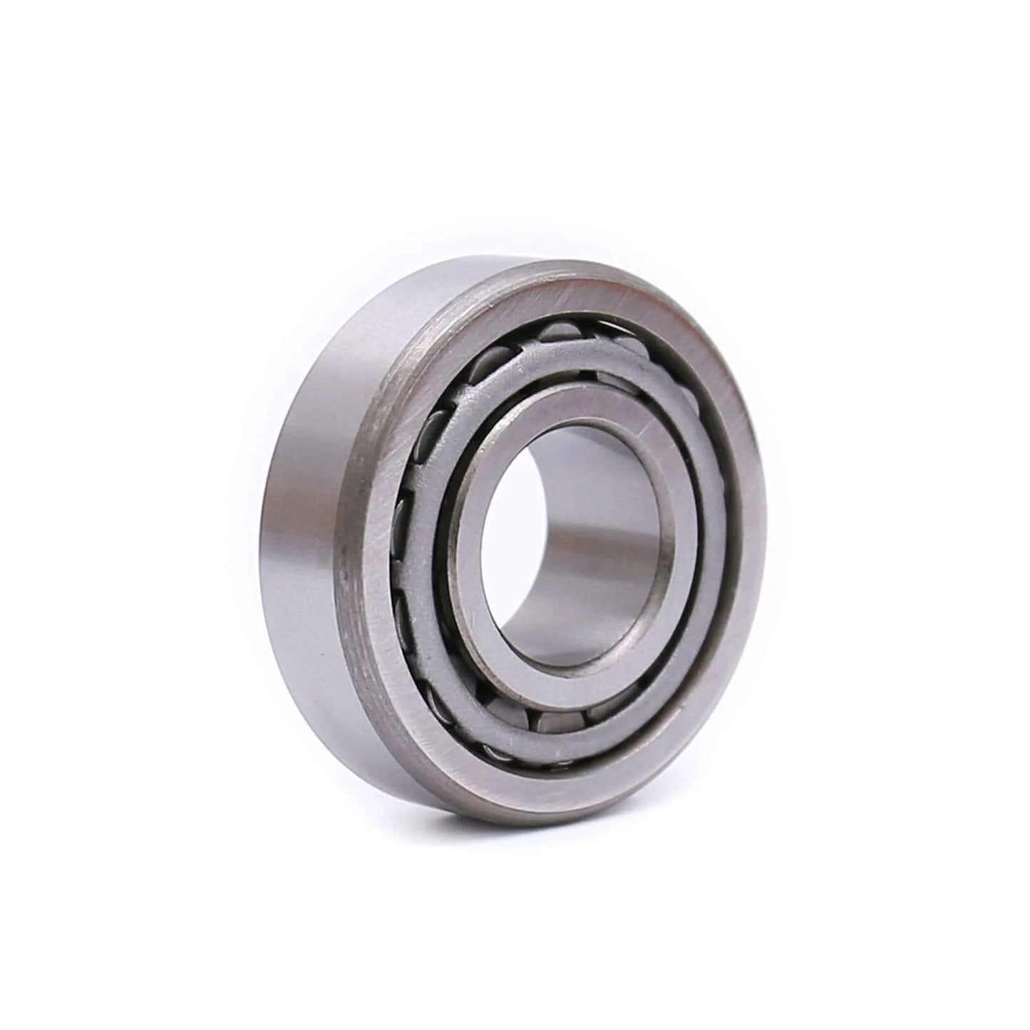 Side view of Tapered Roller Bearing LM11949 LM11910, steel, used for automotive wheel hubs and drivetrains, part of a set of 4.