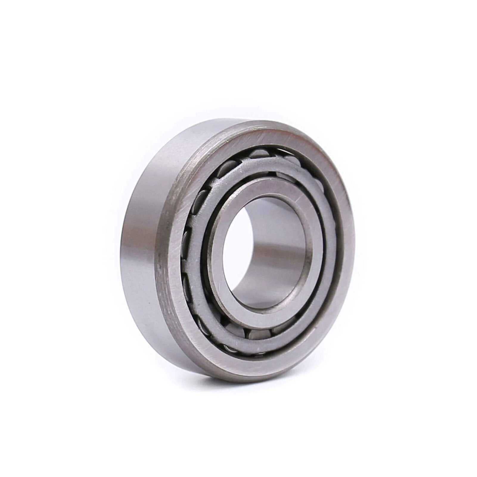 Side view of Tapered Roller Bearing LM11949 LM11910, steel, used for automotive wheel hubs and drivetrains, part of a set of 4.