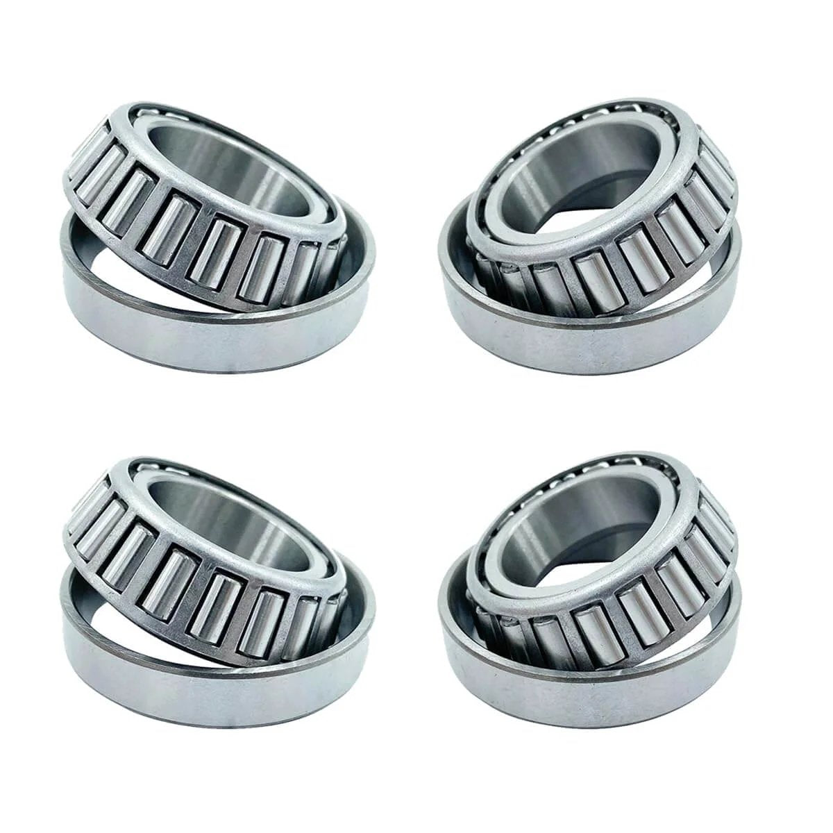 Set of 4 Tapered Roller Bearing LM67048 LM67010 1-1/4'' for 5000-6000 Axles, showing cones and races.