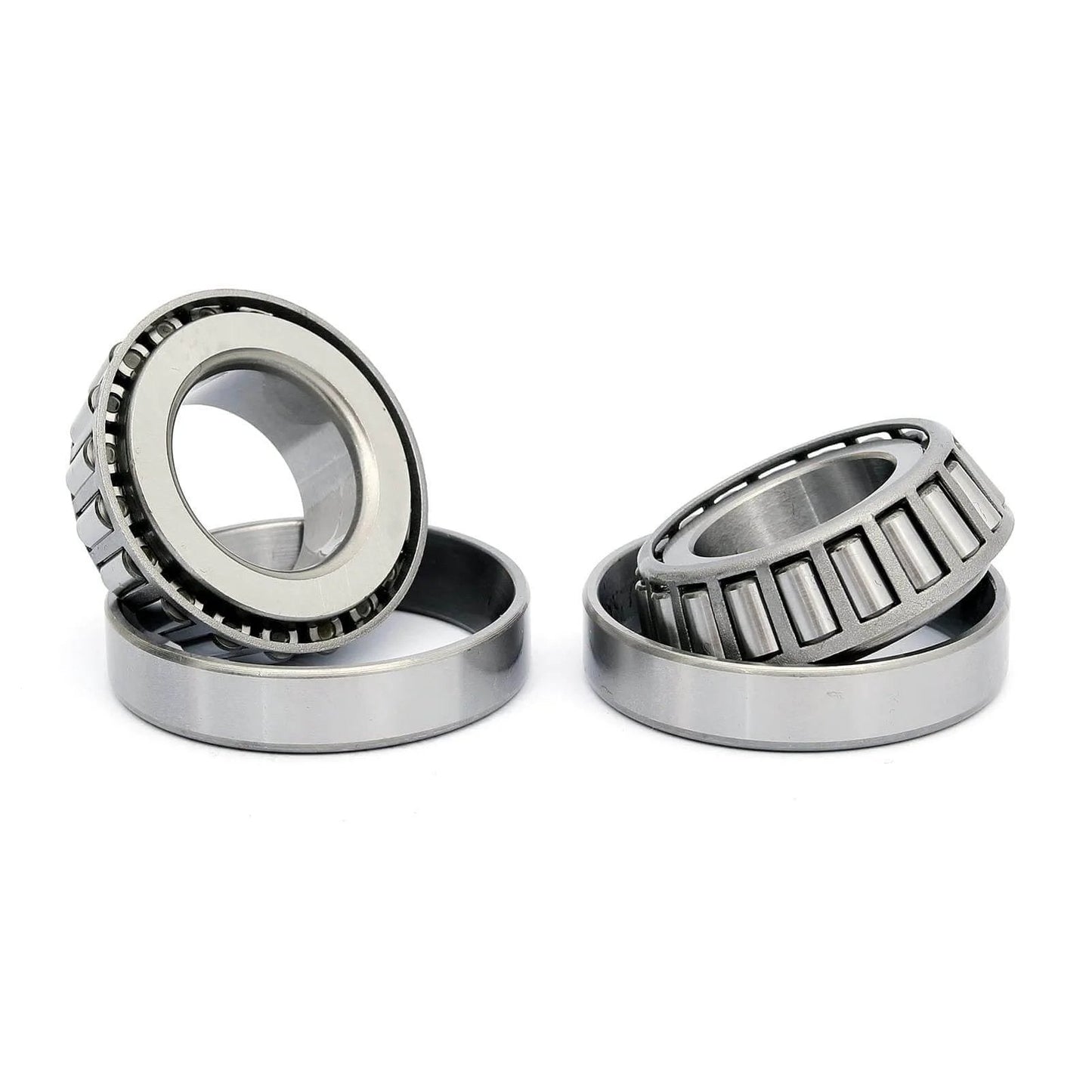 32005X Tapered Roller Bearing Cone Set, 25mm Bore 47mm OD 15mm Thickness 2PCS side view with metal finish