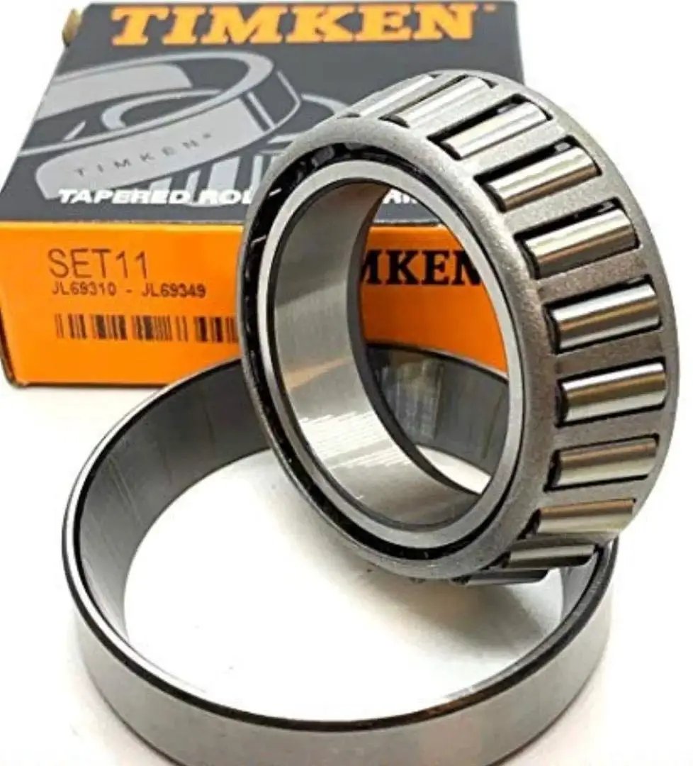 Workhorse Set 11 Cup And Cone Tapered Roller Bearing Kit JL69349 JL69310 For Timken Made In USA, showing bearings and packaging