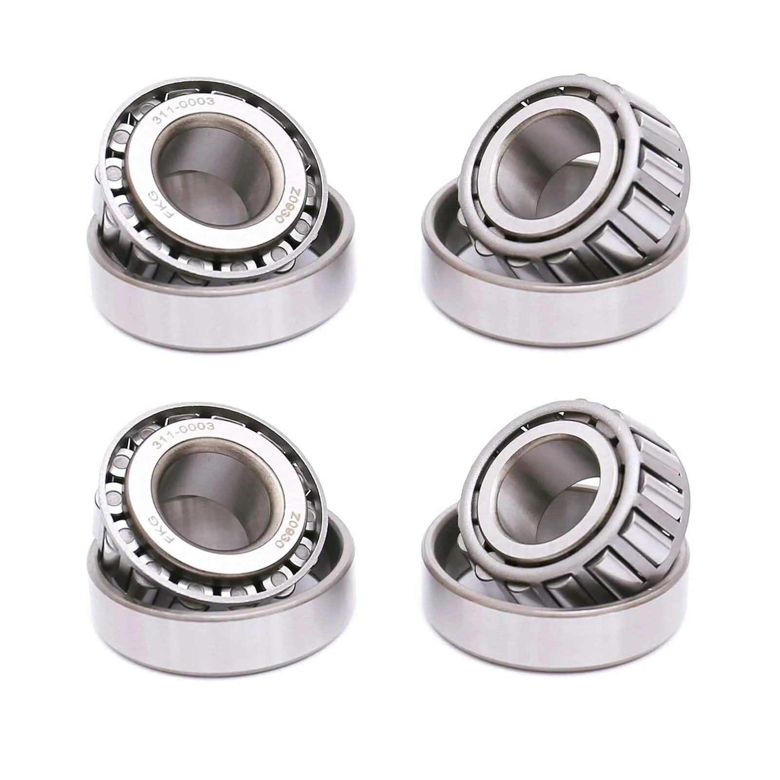 Tapered Roller Bearing LM11949 LM11910, Set of 4 for wheel hubs, shown from a front view displaying eight pieces of metal components