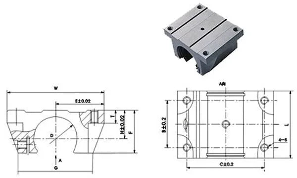 TBR25 25mm Bearing Truck Open Slide Unit Linear Motion