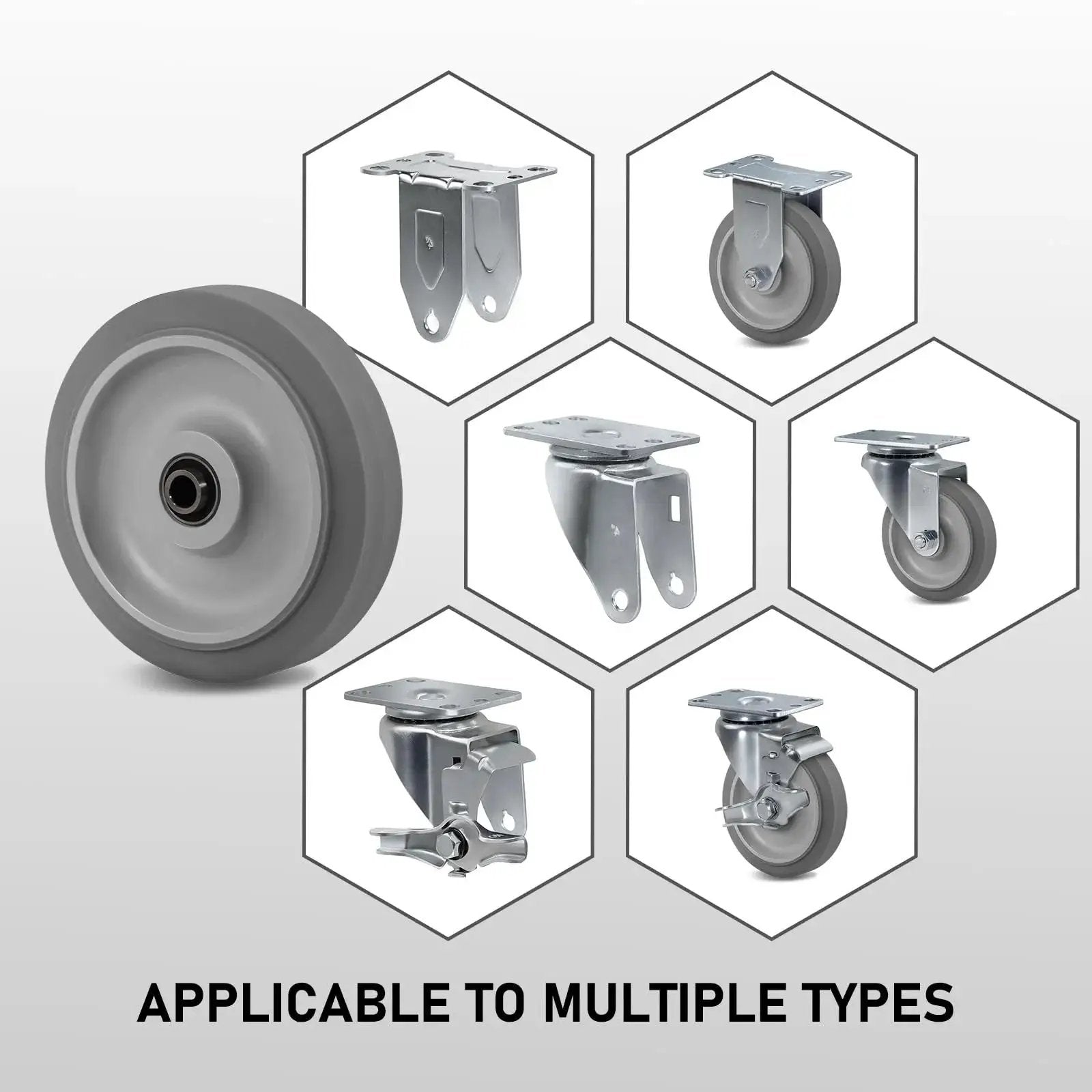 5 Inch Thermoplastic Rubber Caster Wheels Set Of Four With Heavy Duty Precision Bearings Non Marking Floor Friendly Caster Wheels
