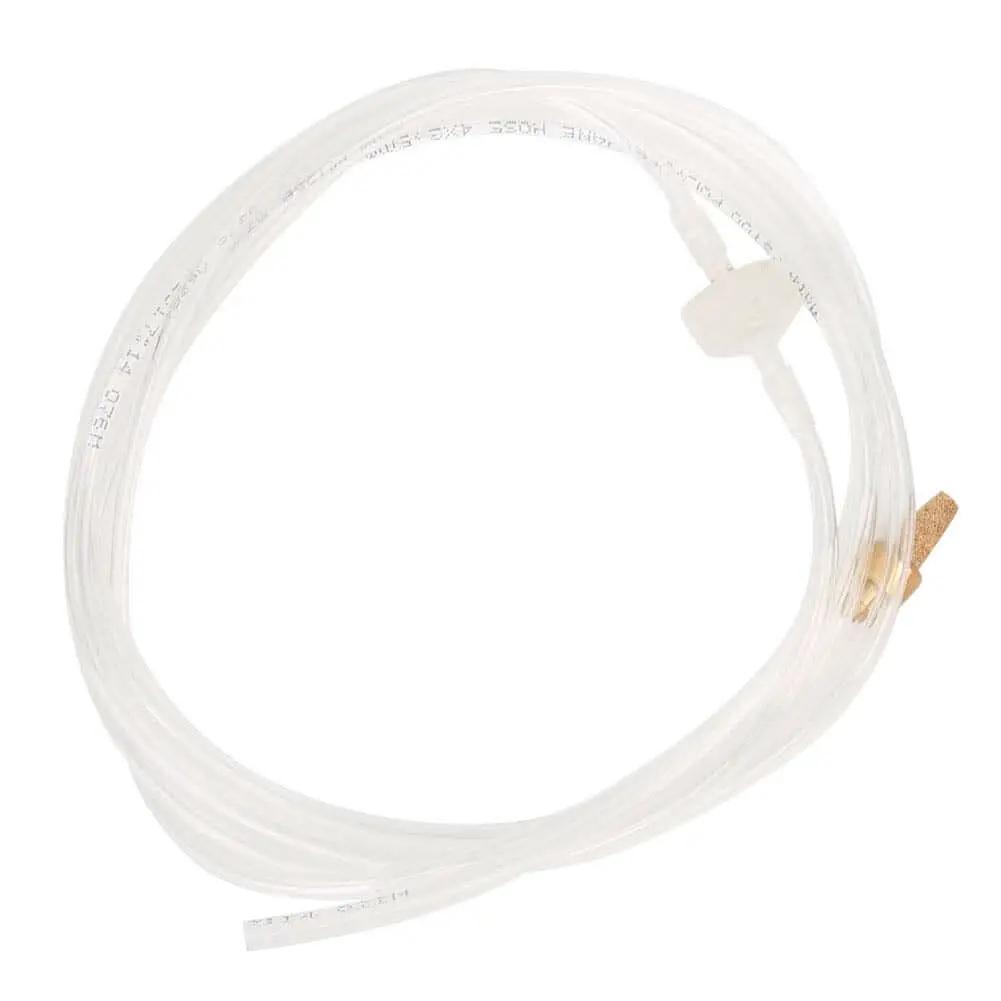Universal Pneumatic Thin Mist Coolant Sprayer For CNC Engraving with clear tubing and brass nozzle, shown coiled.