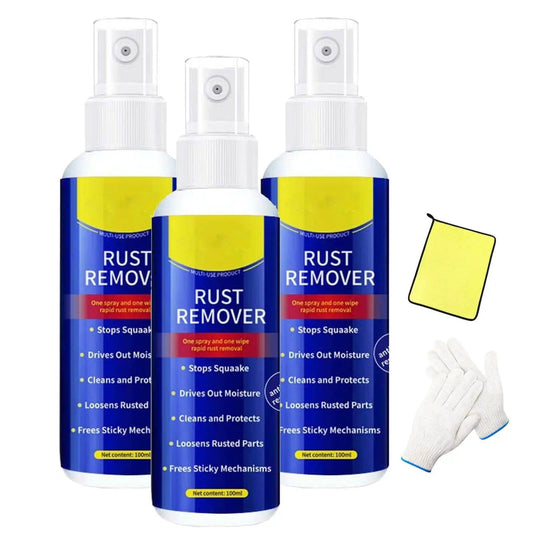 Anti Rust Remover And Lubricant Spray Set For Metal Surfaces Three Pack Fast Acting Rust Removal with cloth and gloves