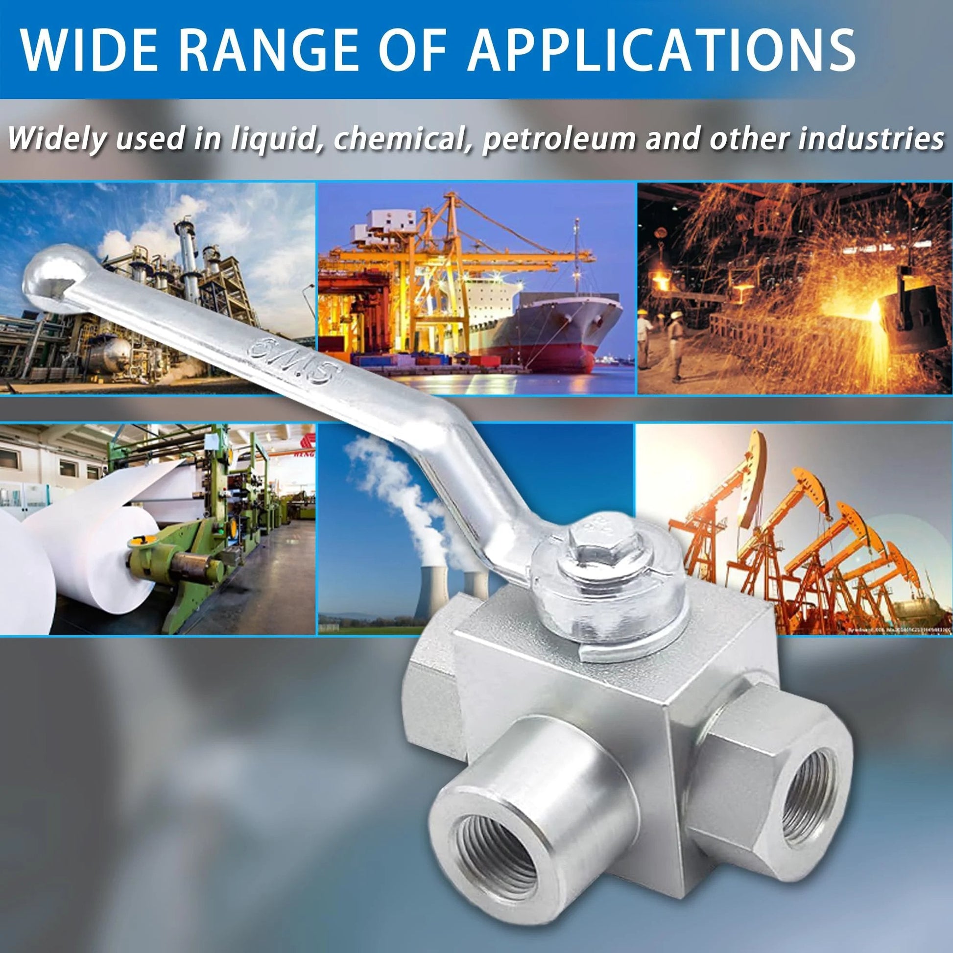 High Pressure Hydraulic Ball Valve 1/2 Inch NPT 4568 PSI 315 Bar KHB3K shown in multiple industrial applications.