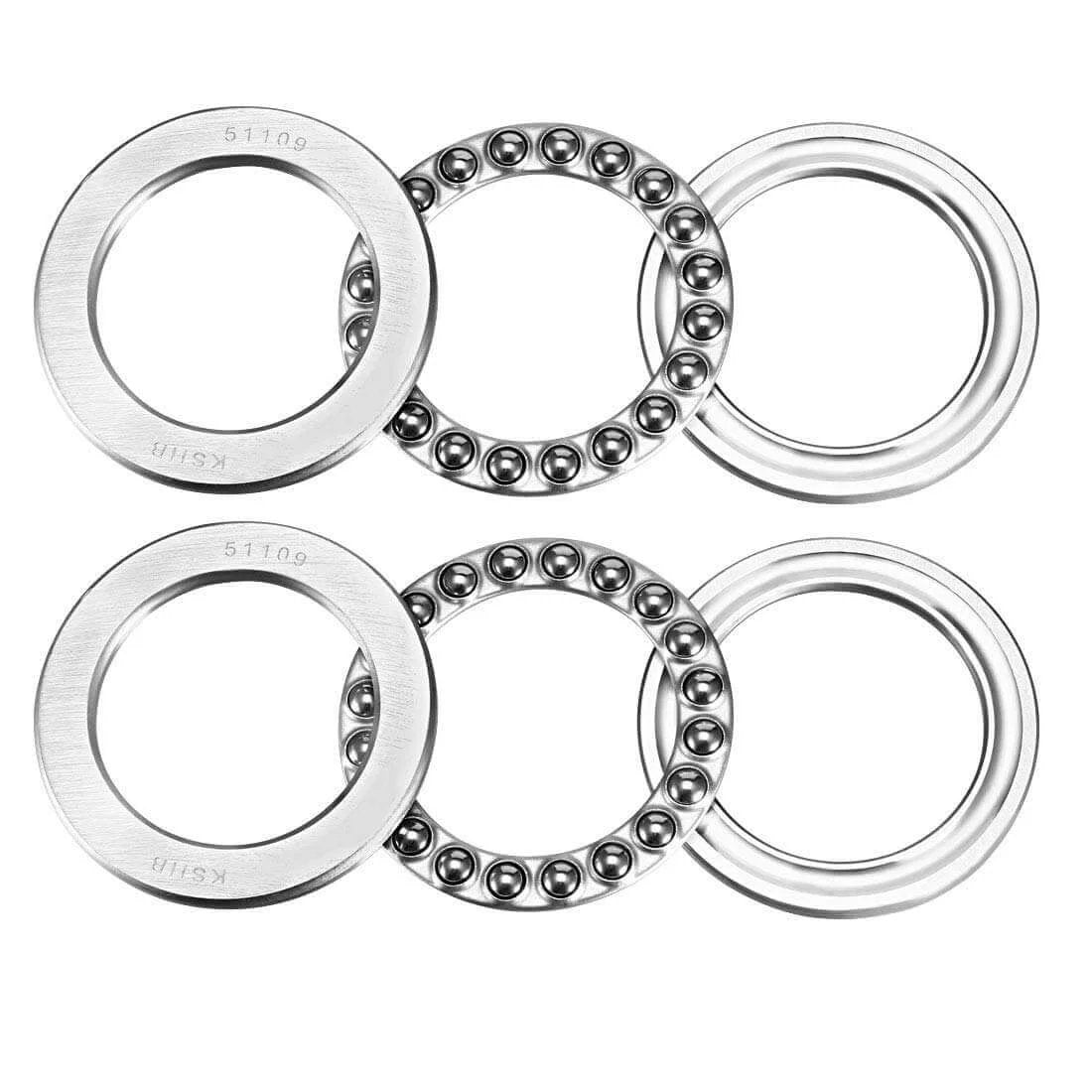 51109 Thrust Ball Bearings 45mm x 65mm x 14mm Chrome Steel ABEC3 Single Row Roller 2pcs