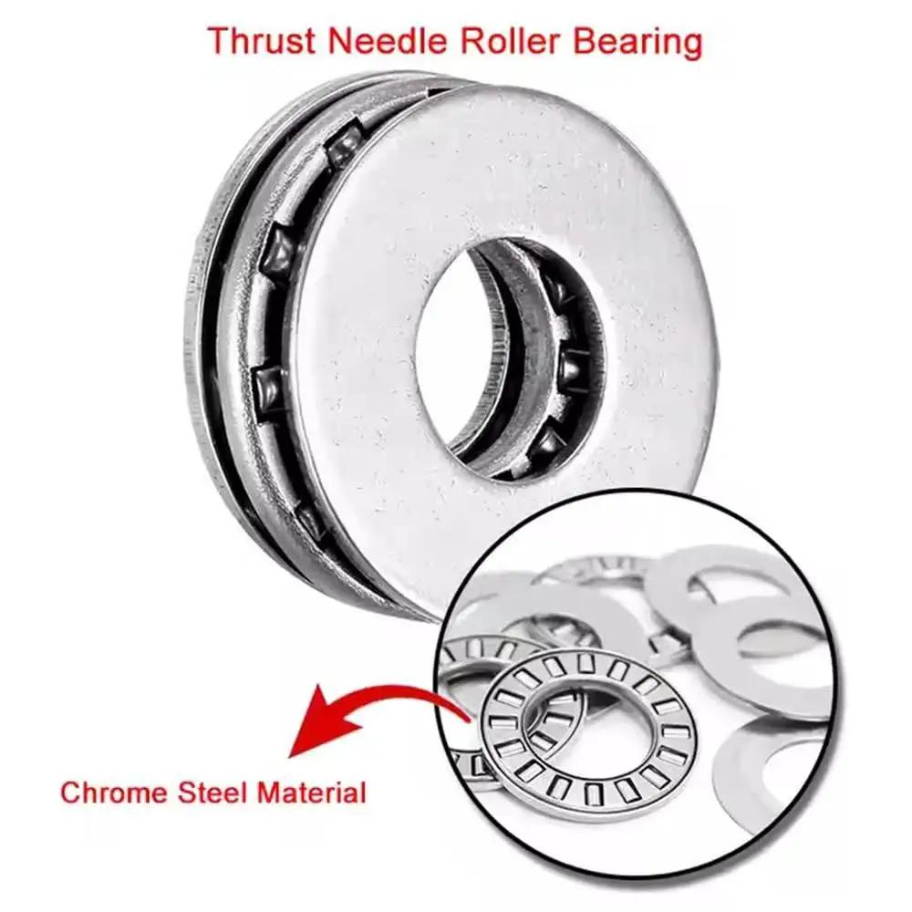 4 Sets AXK2035 Thrust Needle Roller Bearings With Washers, 20mm Bore, chrome steel, showing detailed chrome construction.