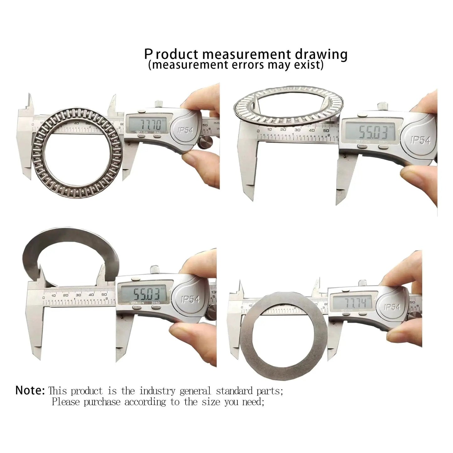 Two Sets Of Thrust Needle Roller Bearings With Four Washers 55mm Inner Diameter 78mm Outer Diameter measured with calipers