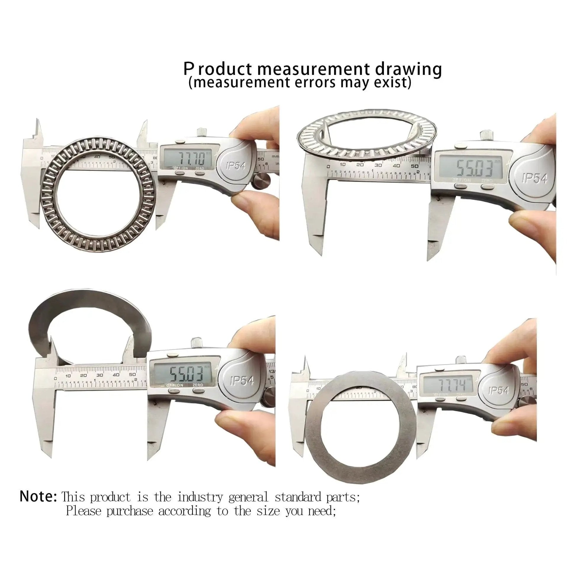 Two Sets Of Thrust Needle Roller Bearings With Four Washers 55mm Inner Diameter 78mm Outer Diameter measured with calipers