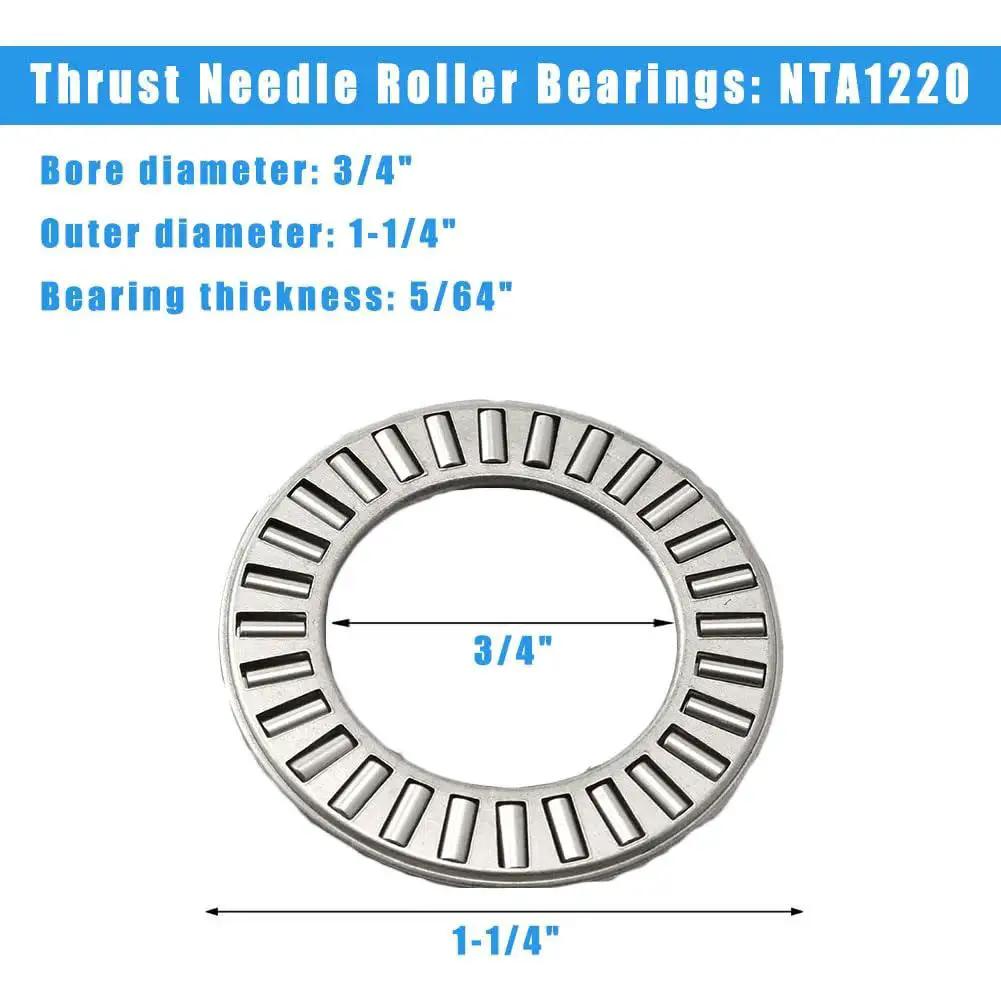 Four Pack NTA1220 Thrust Needle Roller Bearings With TRA Washers For Beefy Heavy Duty Machinery, dimensions labeled on image