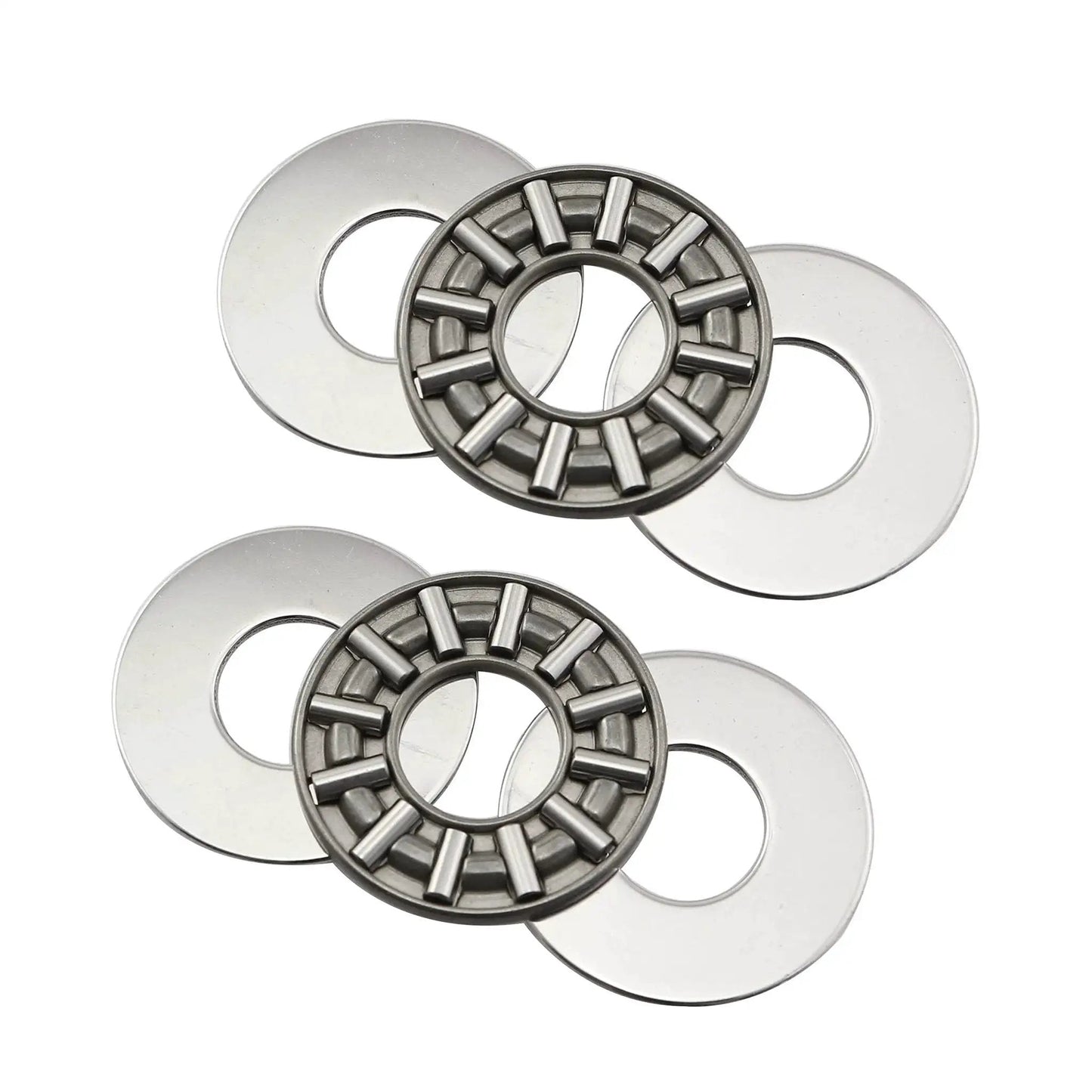Thrust Needle Roller Bearing Set AXK1024 With Washers Heavy Duty 10mm Bore 24mm Outer Diameter 4mm Width Includes 2 Bearings and 4 Washers