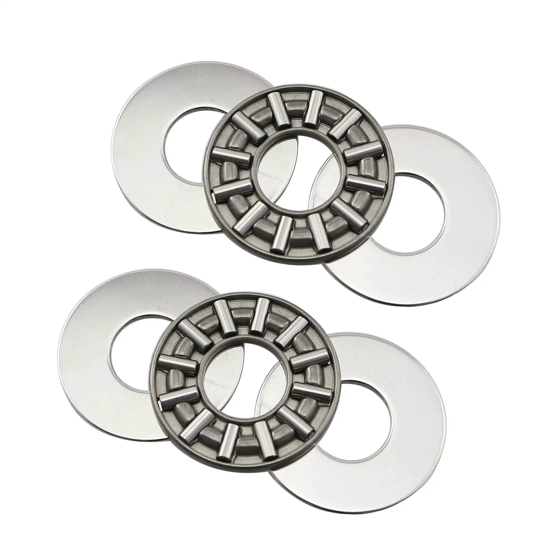 Thrust Needle Roller Bearing Set AXK1024 With Washers Heavy Duty 10mm Bore 24mm Outer Diameter 4mm Width Includes 2 Bearings and 4 Washers