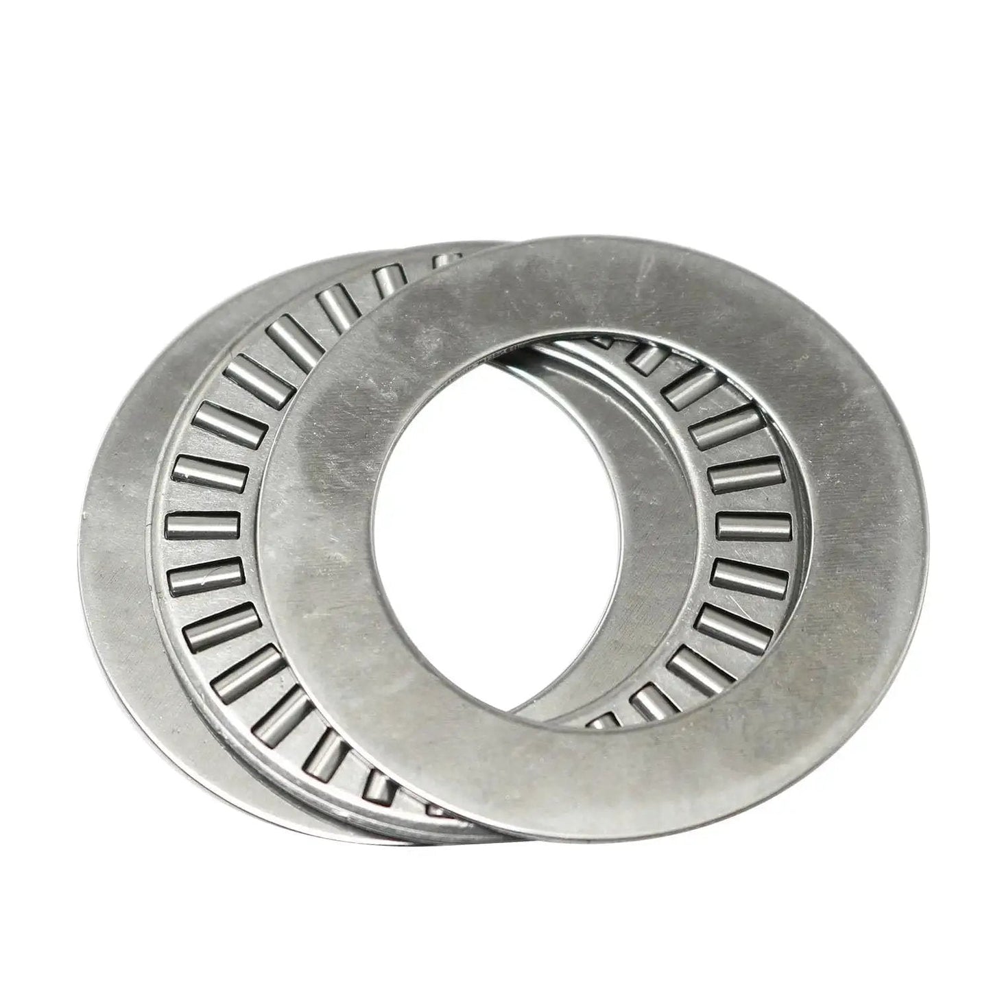 Two Sets Thrust Needle Roller Bearings NTA1625 And TRA with Washers shown in durable bearing steel, 1 inch ID, for heavy-duty use.