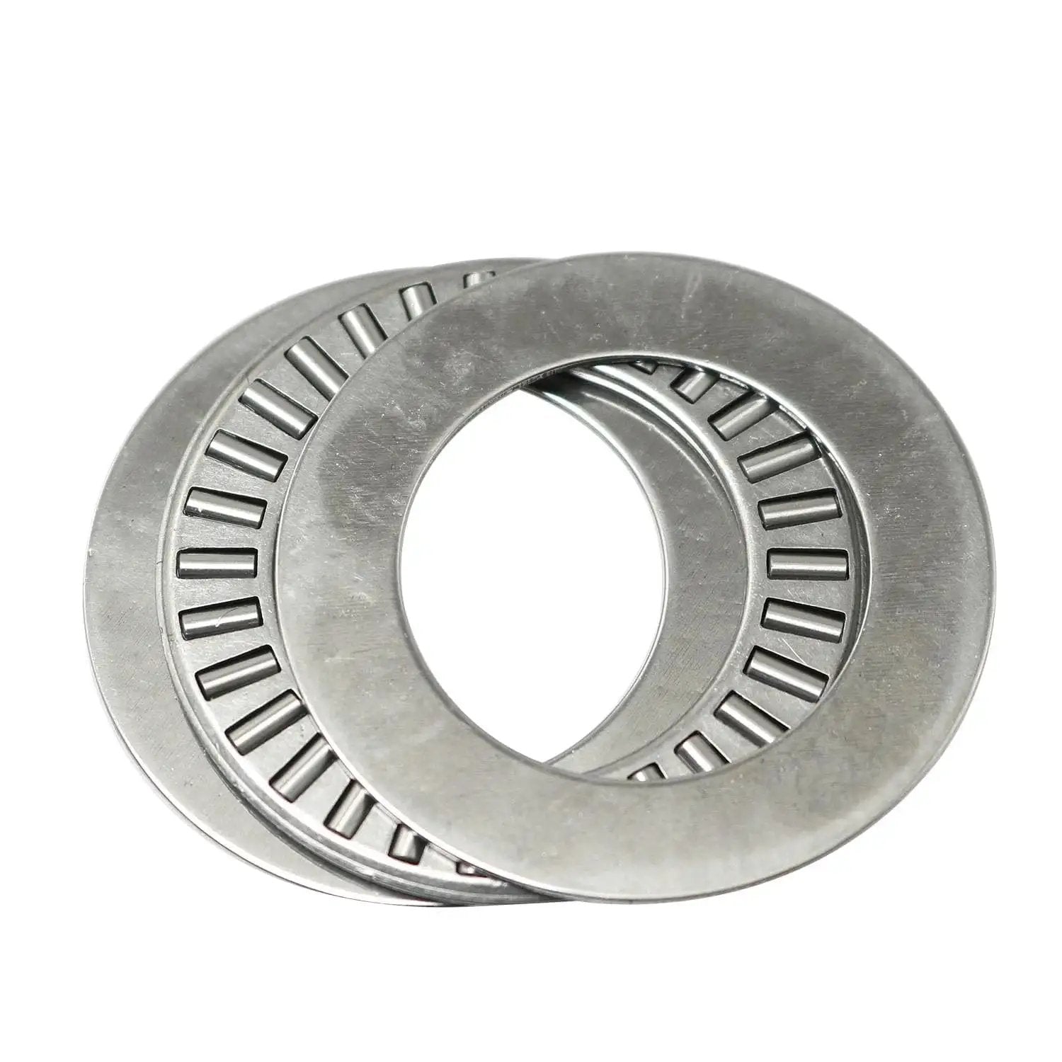 Two Sets Thrust Needle Roller Bearings NTA1625 And TRA with Washers shown in durable bearing steel, 1 inch ID, for heavy-duty use.
