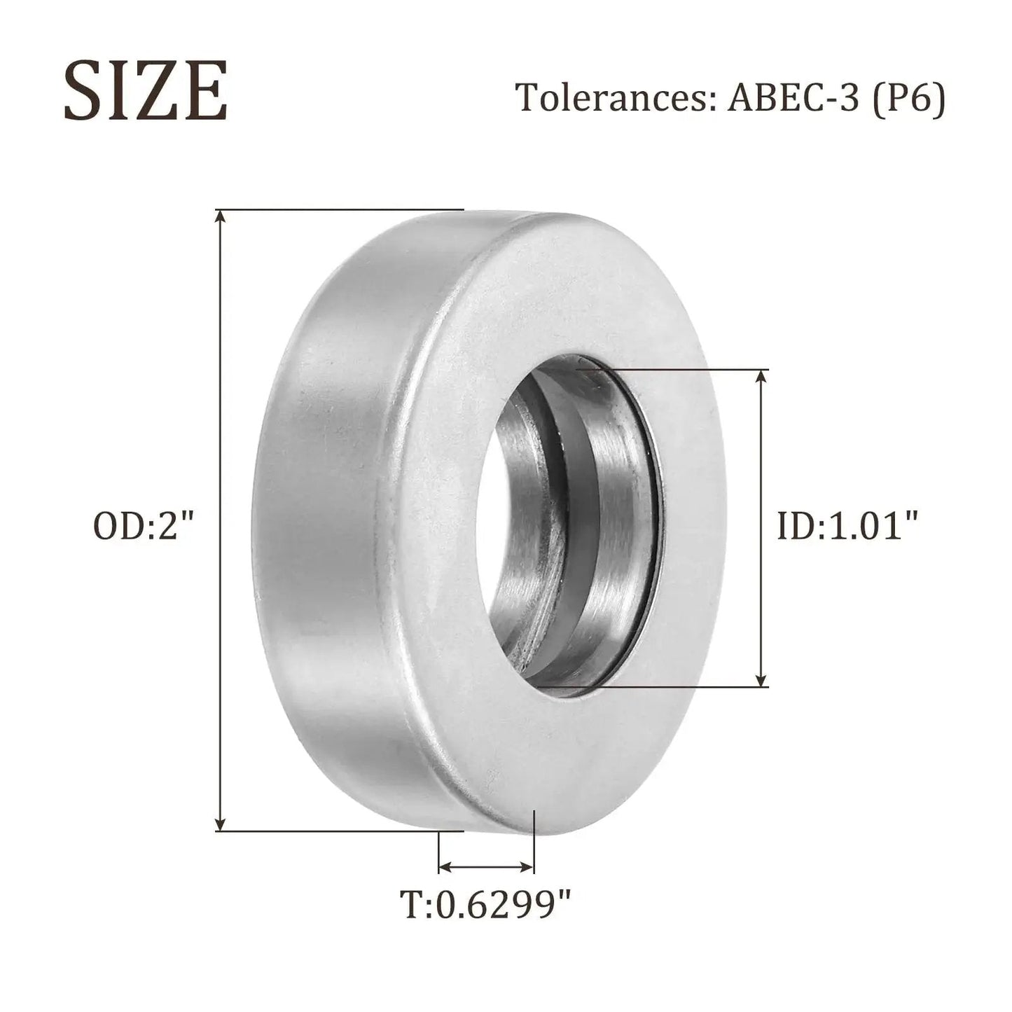 2 Pack T101 904A1 Thrust Tapered Roller Bearings 1.01 Inch Bore, 2 Inch Outer Diameter, 0.6299 Inch Thick Chrome Steel With ABEC 3 Precision