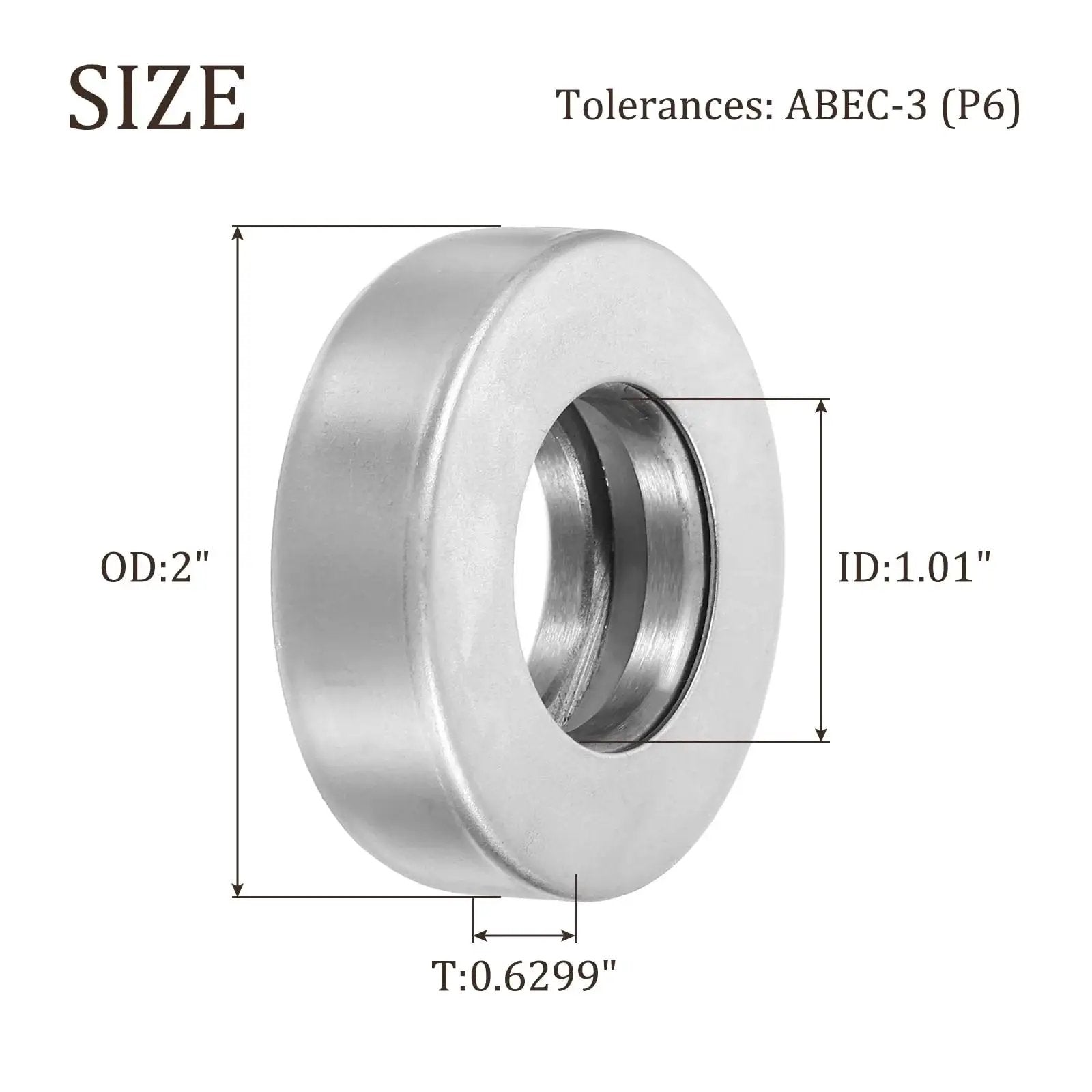 2 Pack T101 904A1 Thrust Tapered Roller Bearings 1.01 Inch Bore, 2 Inch Outer Diameter, 0.6299 Inch Thick Chrome Steel With ABEC 3 Precision