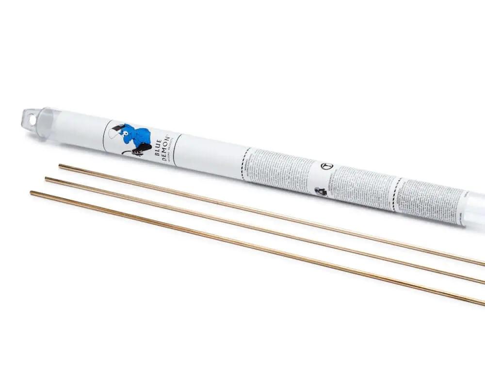 ER CuSi A TIG Rod For Aluminum Welding One Sixteenth Inch By Thirty Six Inch One Pound Tube, Blue Demon brand rods visible