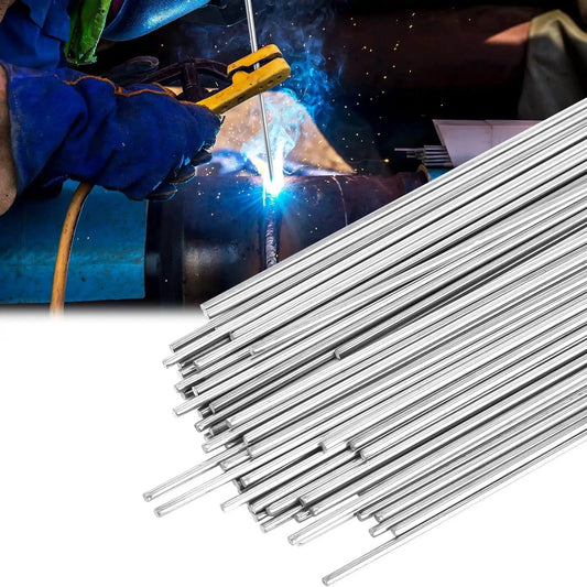 Stainless Steel TIG Welding Rod ER308L Filler Wire One Sixteenth Inch By Sixteen Inch Fifty Count One Pound Pack next to welding scene