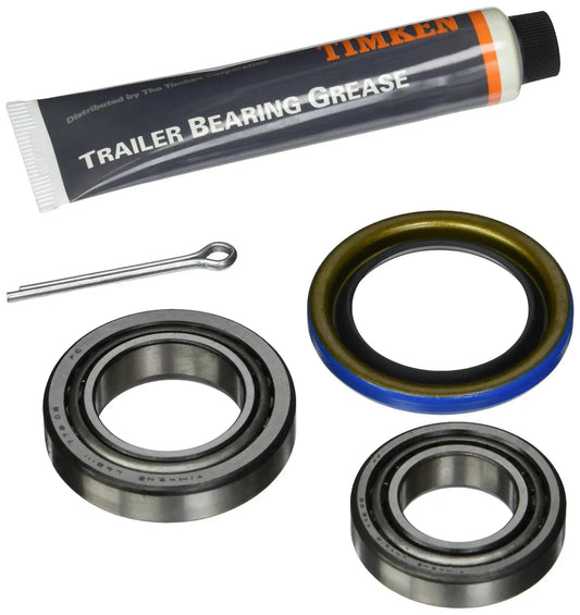 Heavy Duty Trailer Bearing Kit Timken TIMBT238 Sealed Hub Bearings with grease and components for easy install on one axle.