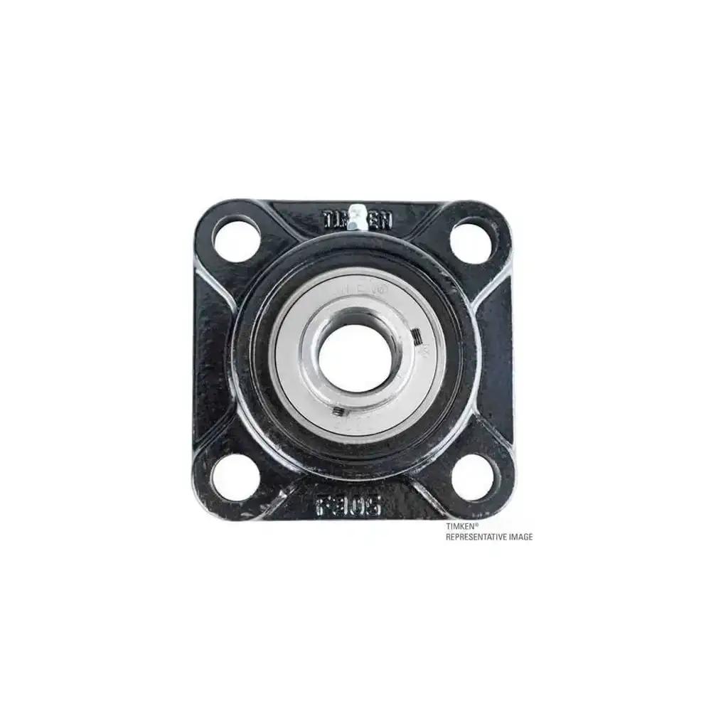 Front view of Timken UCF215-48 Four-Bolt Flanged Ball Bearing Unit, 3in Bore, Set Screw Lock in housing